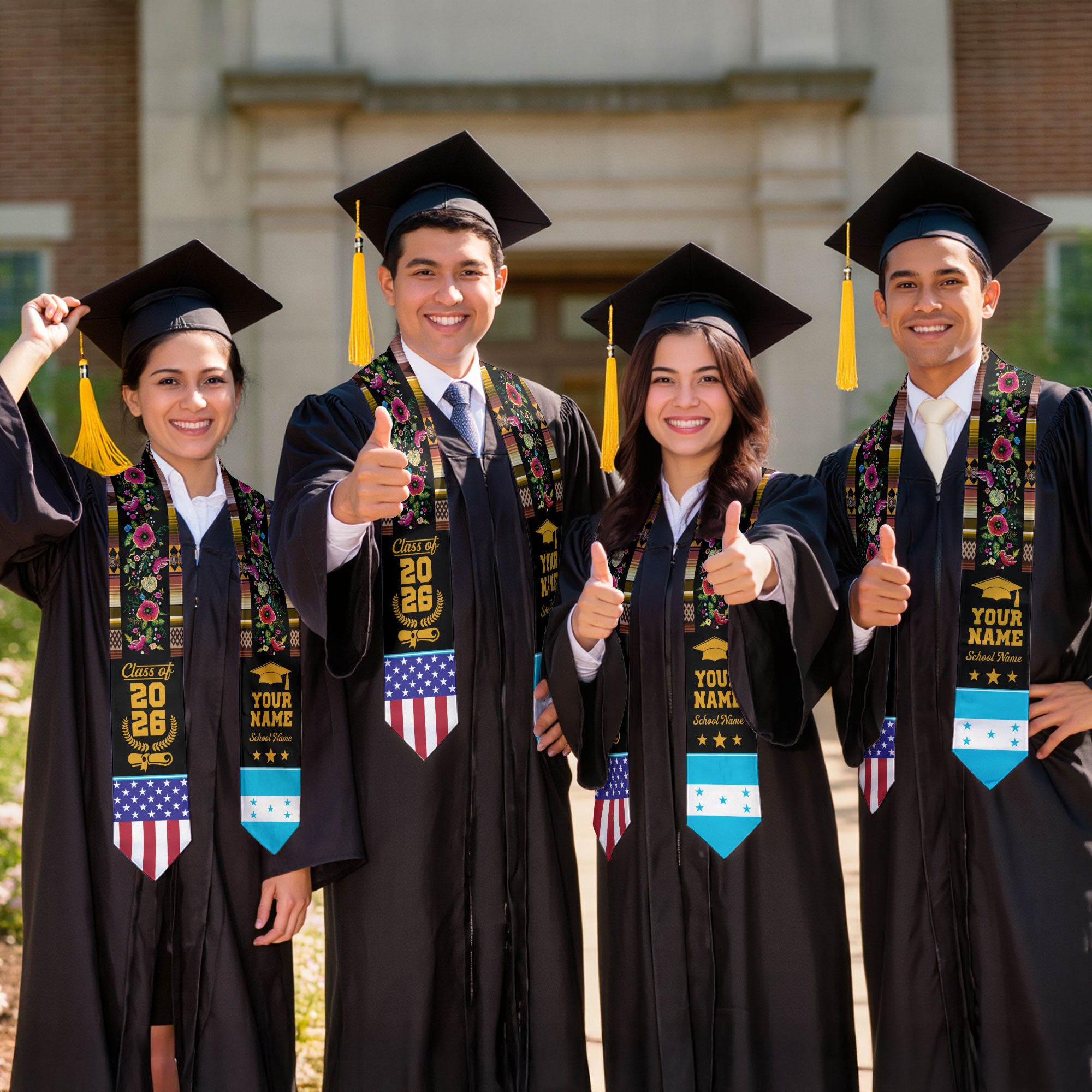 Honduras Graduation Stole 2026, Honduras Flag Sash, Custom Personalization Option
