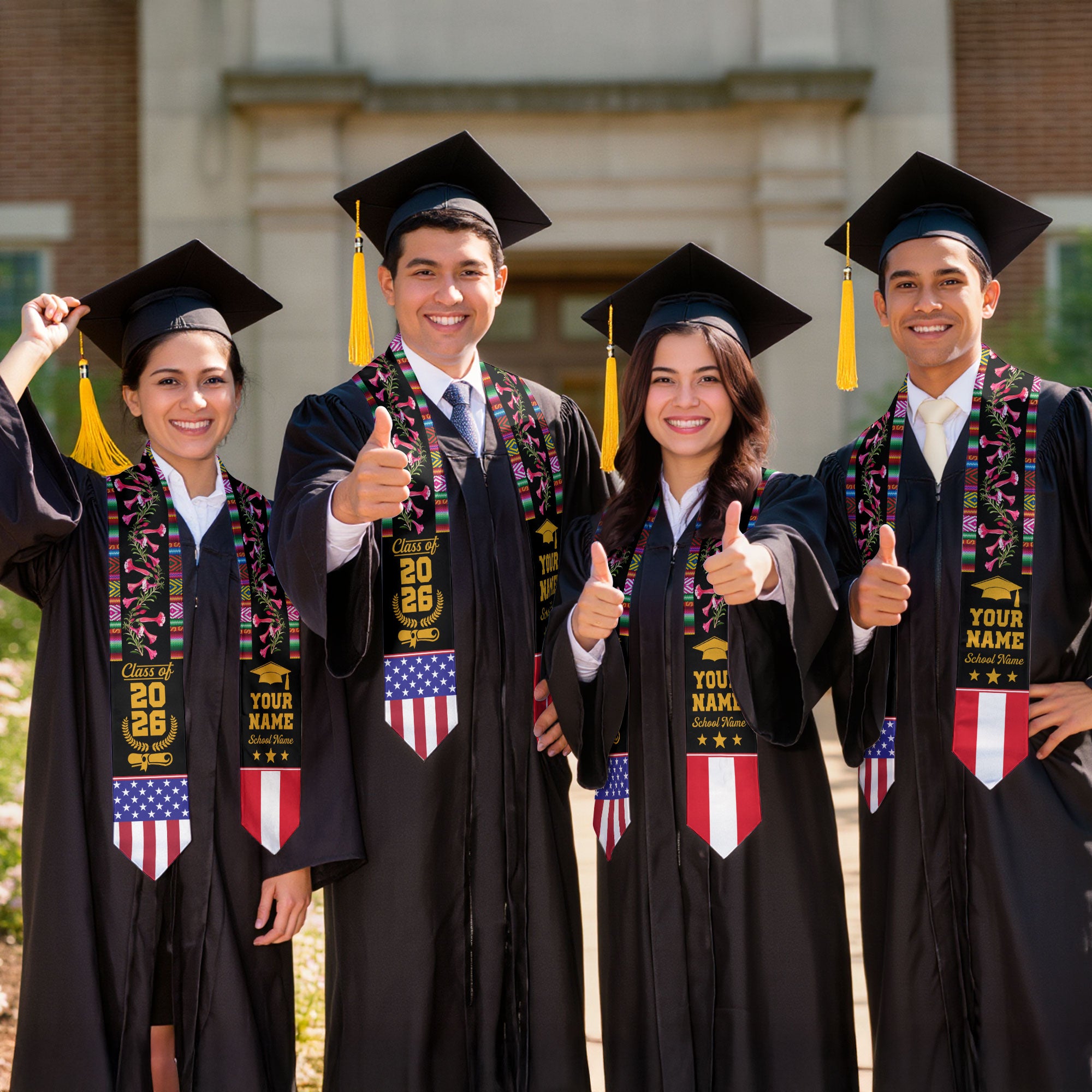 Customized Peru Graduation Stole, Peruvian Flag Stole, Custom Graduation Sash 2026, Class of 2026