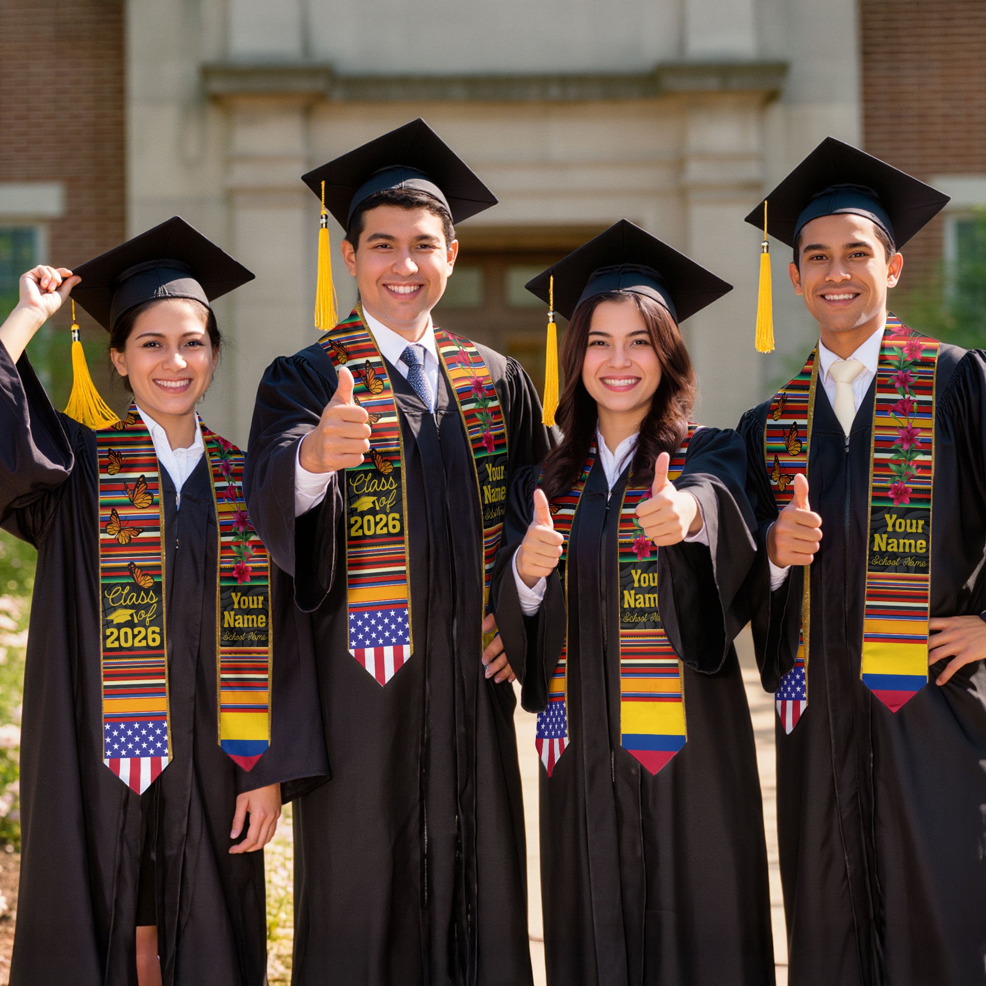 Customized Colombia Graduation Stole, Colombian Flag Design, Graduation Sash 2026, Class of 2026