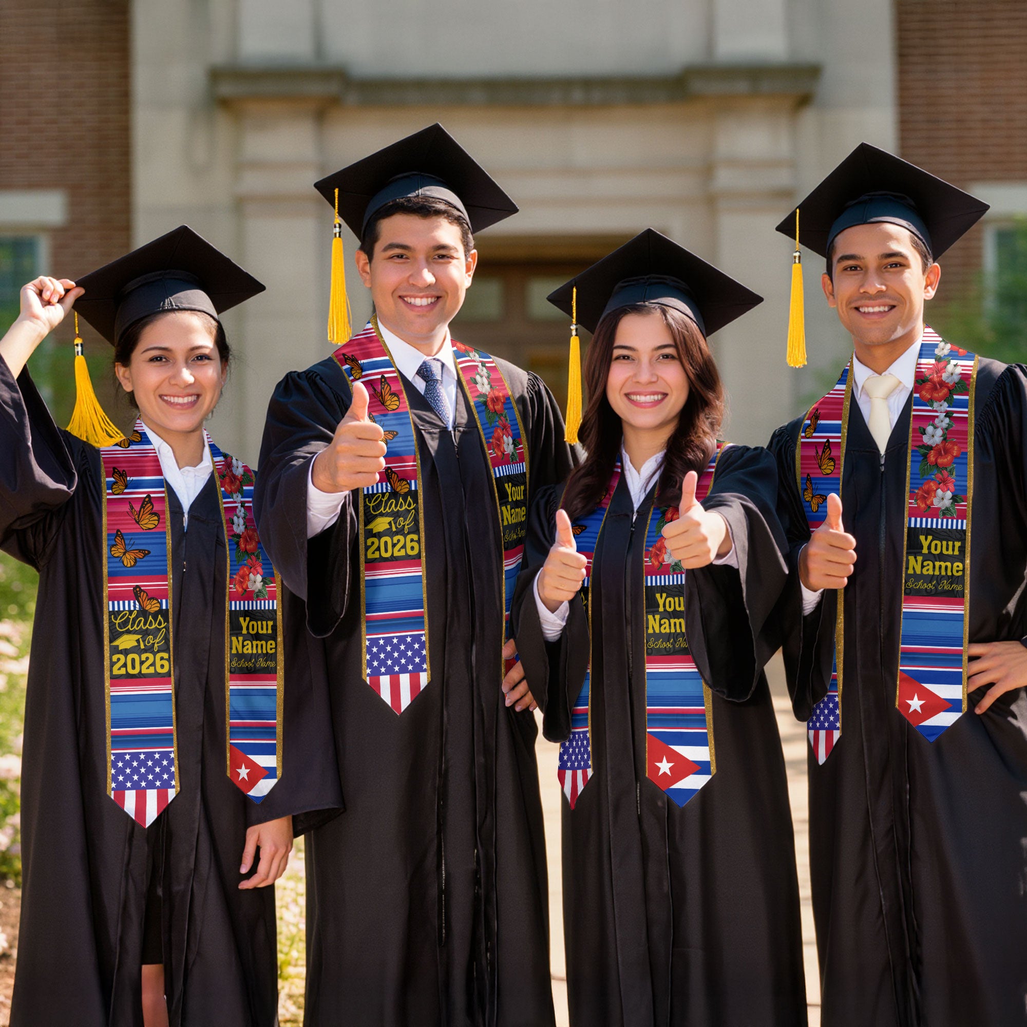 2026 Cuba Flag Graduation Sash, Cuba Stole, Personal Detail Option