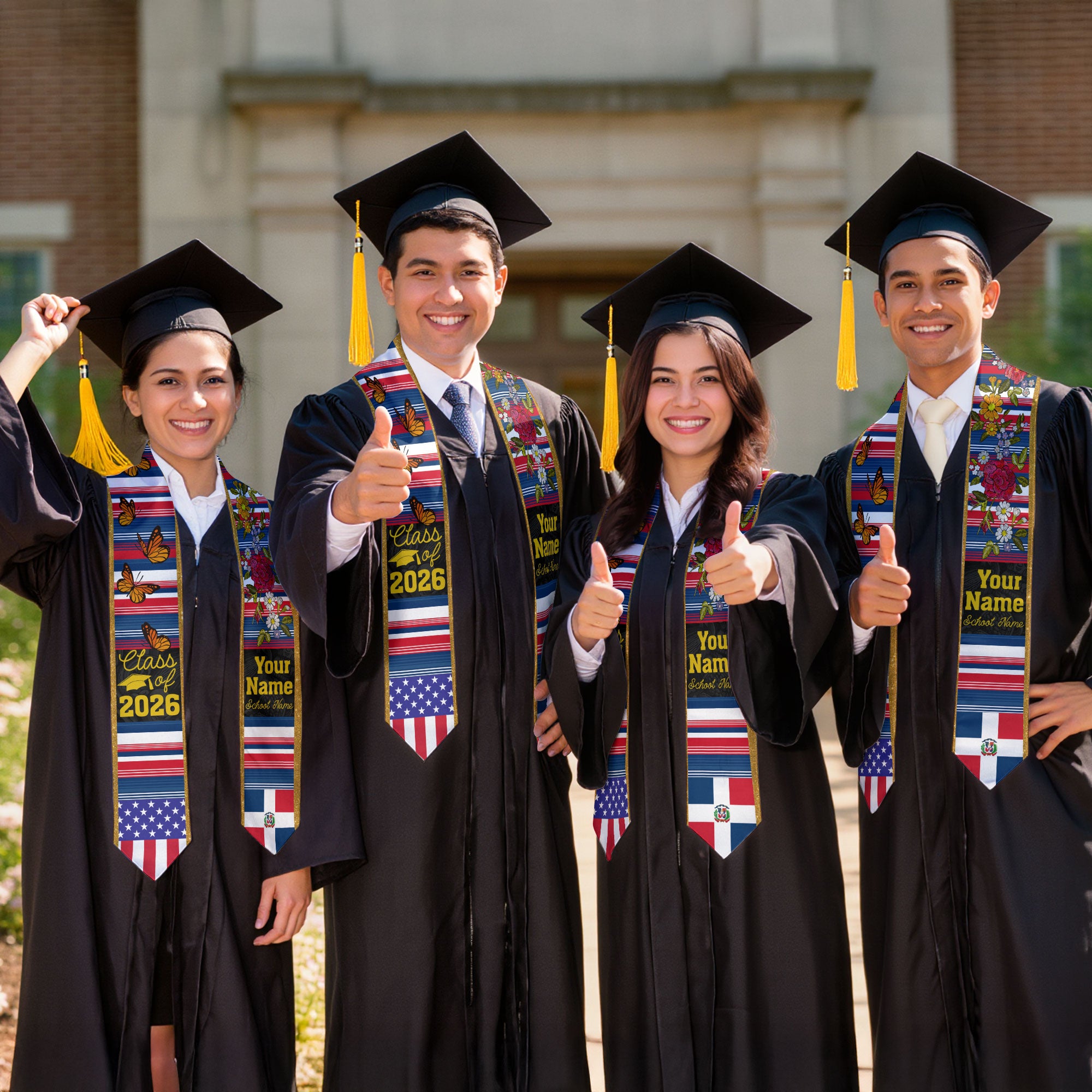 2026 Dominican Republic Flag Graduation Sash, Dominican Stole, Personal Detail