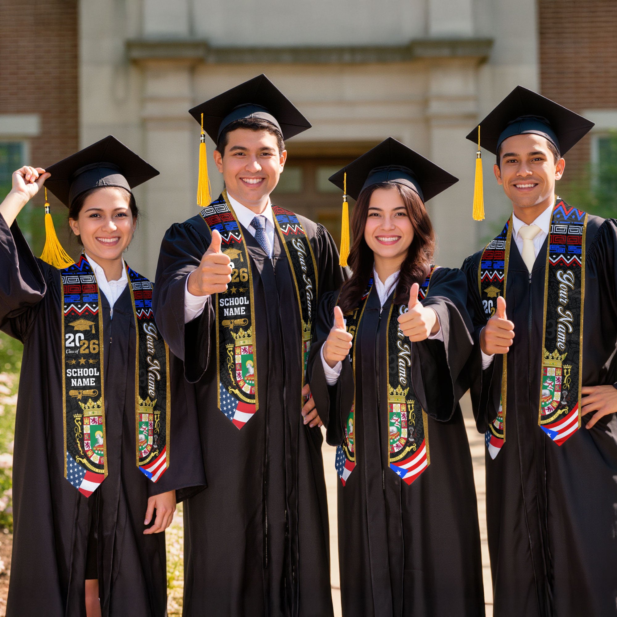 Puerto Rico Graduation Stole 2026, Puerto Rican Flag Sash, Add Your Personal Detail