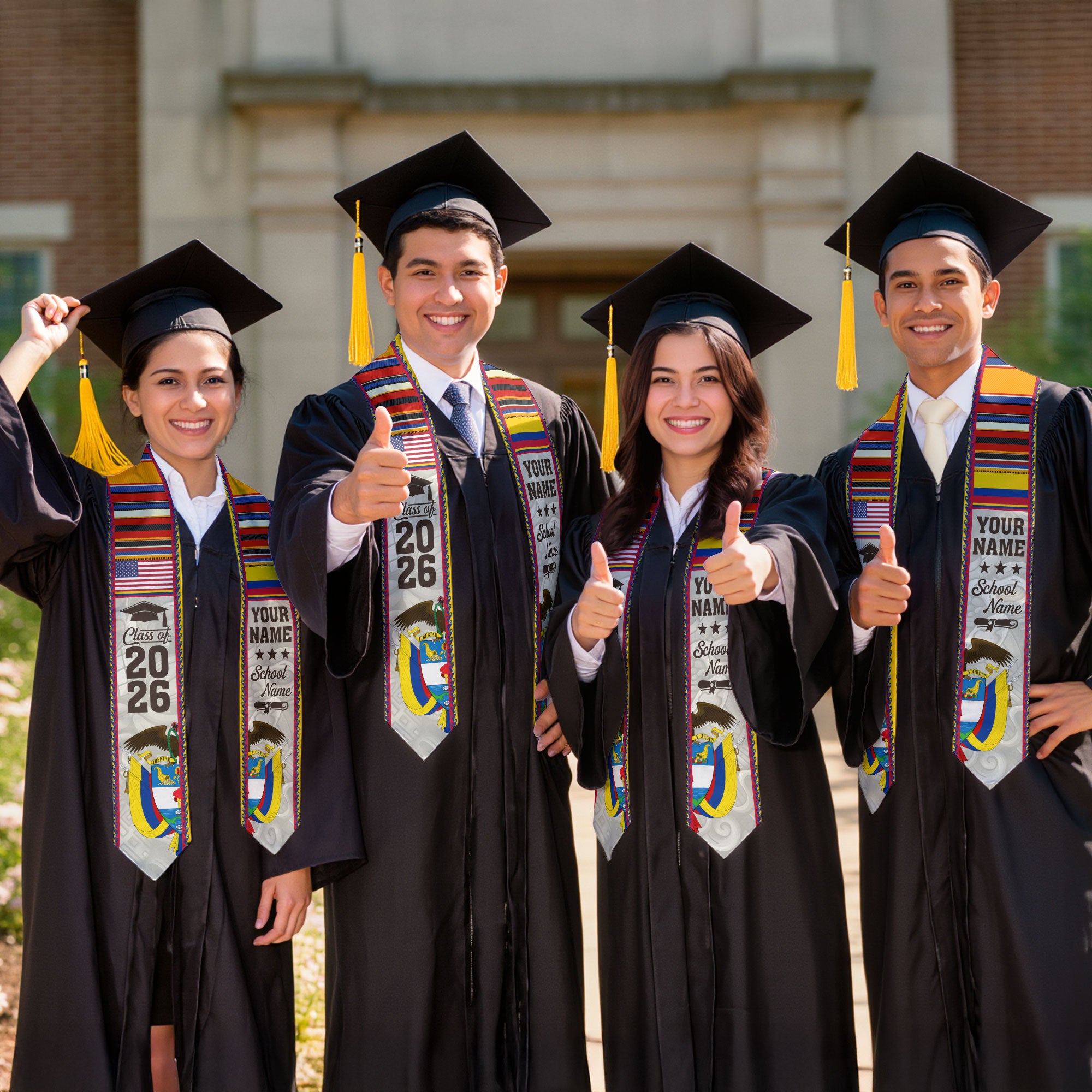 Customized Colombia American Graduation Stole, Colombia Flag Graduation Sash, Class of 2026