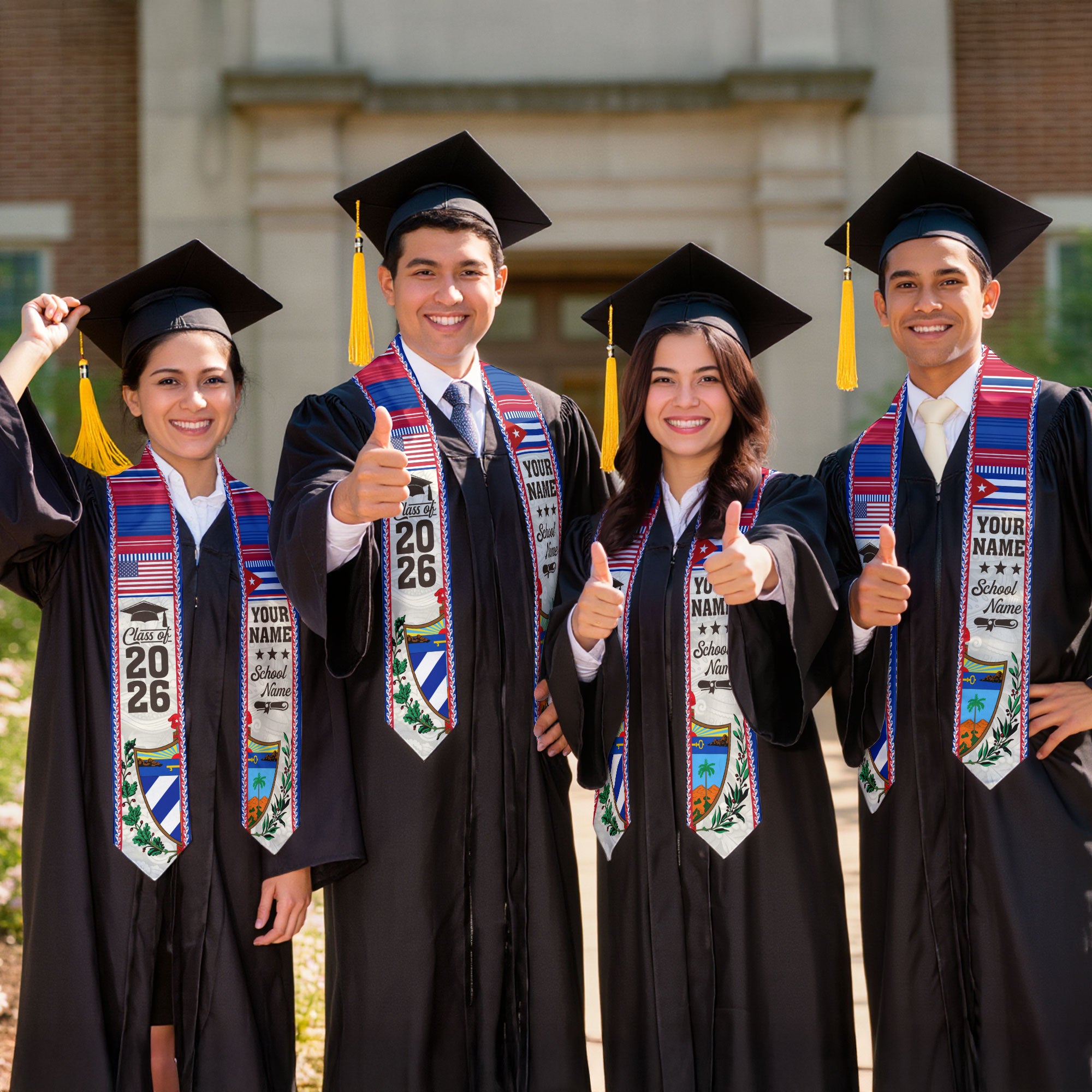 2026 Cuba Graduation Sash, Cuban Flag Stole, Personalized Detail Option