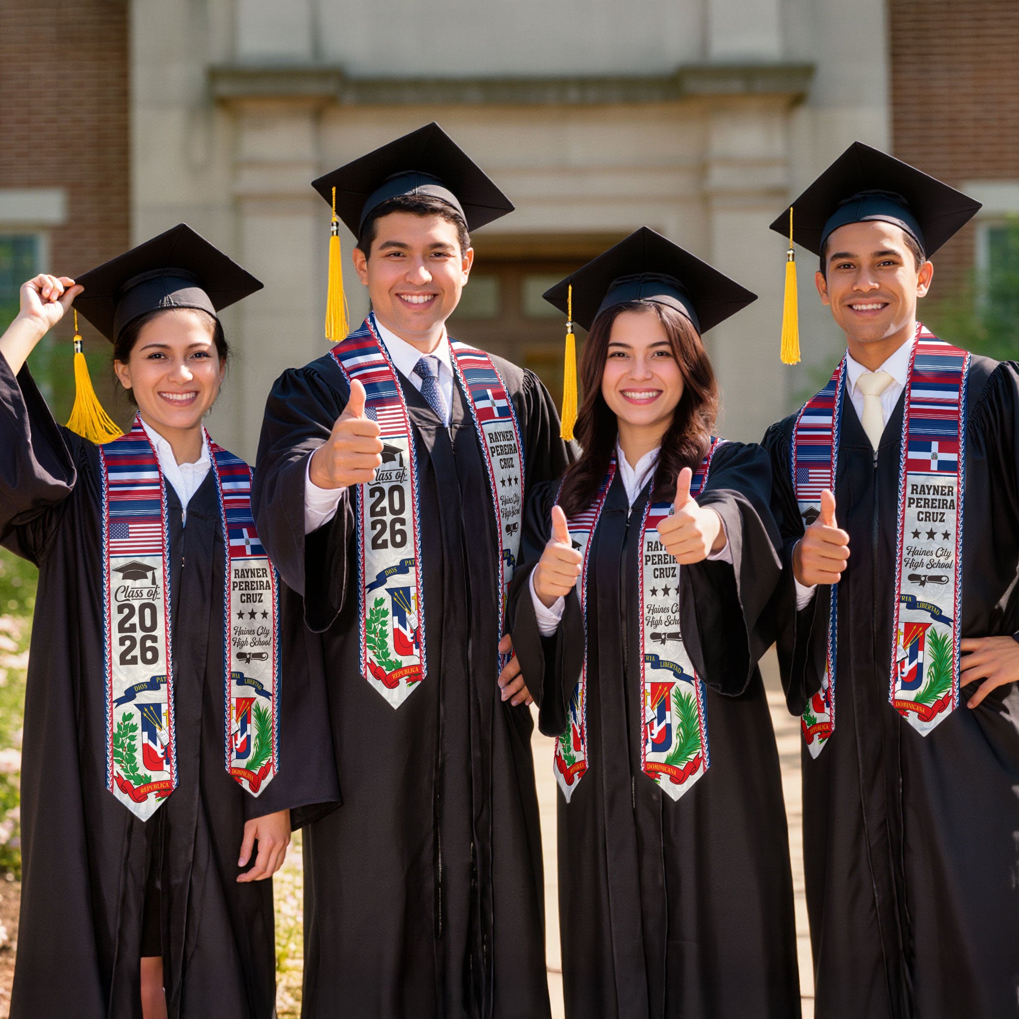 2026 Dominican Republic Graduation Stole, Dominican Flag Sash, Personal Detail