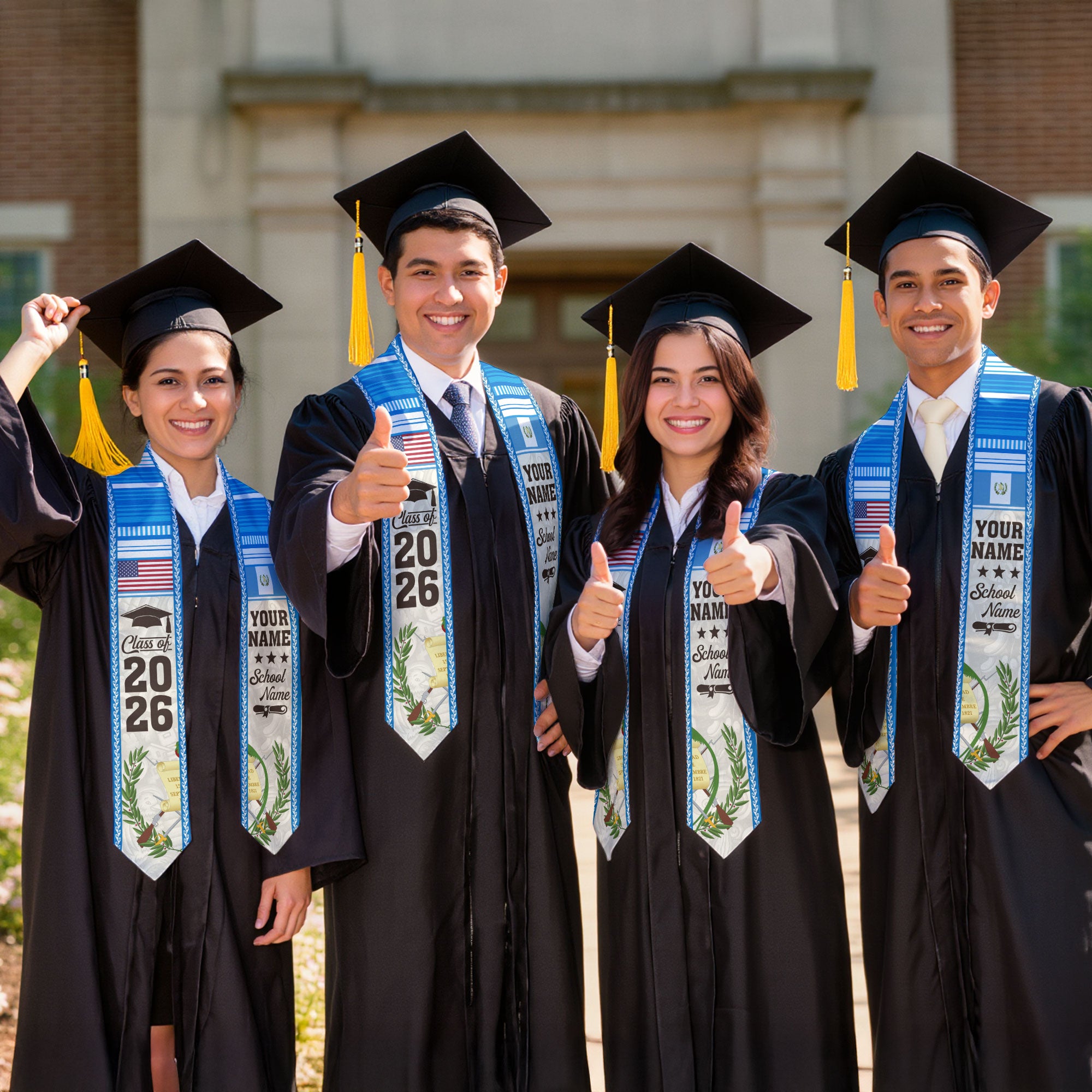 2026 Guatemala Graduation Stole, Guatemalan Flag Sash, Personalized Detail Option