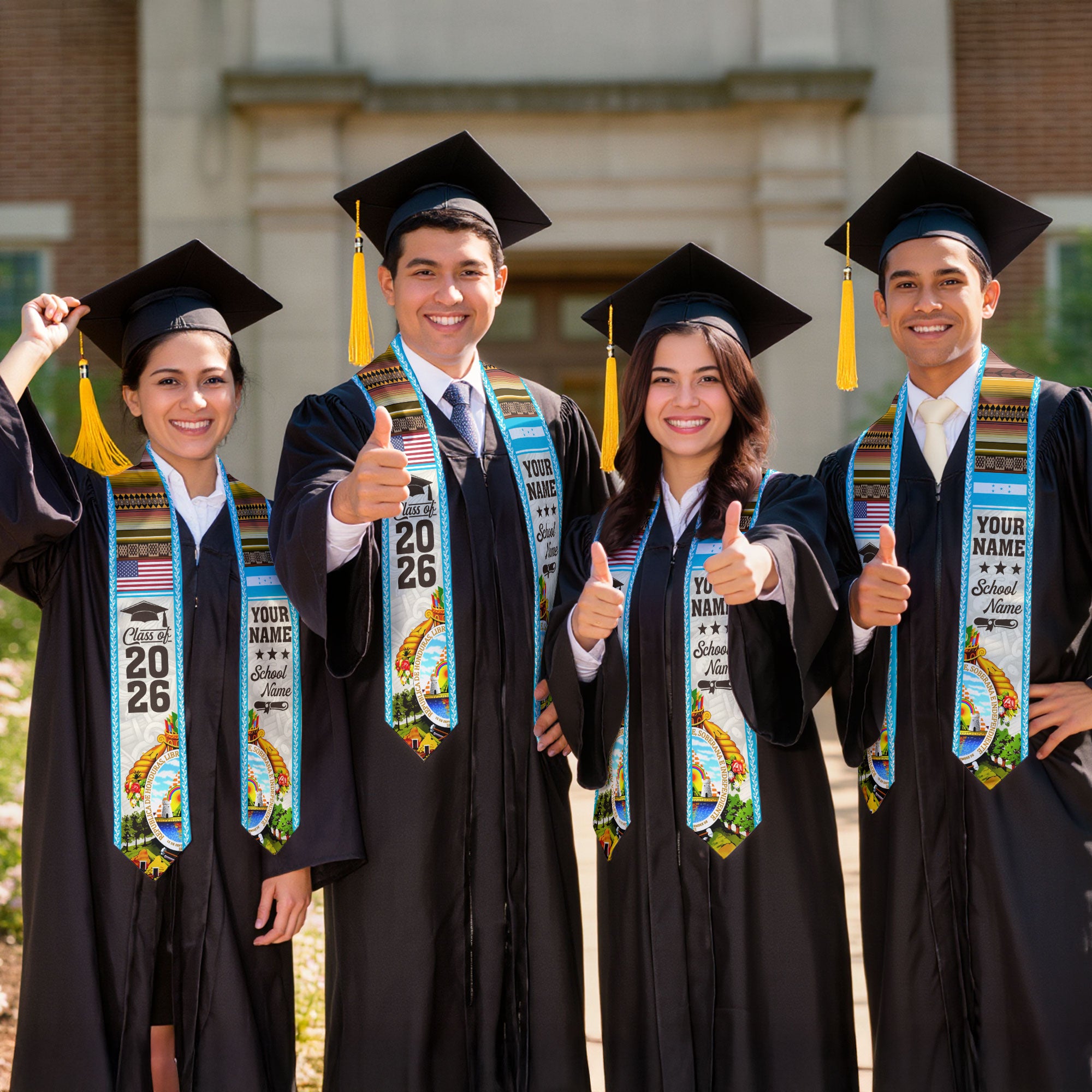 2026 Honduras Graduation Stole, Honduras Flag Sash, Personalized Detail Option