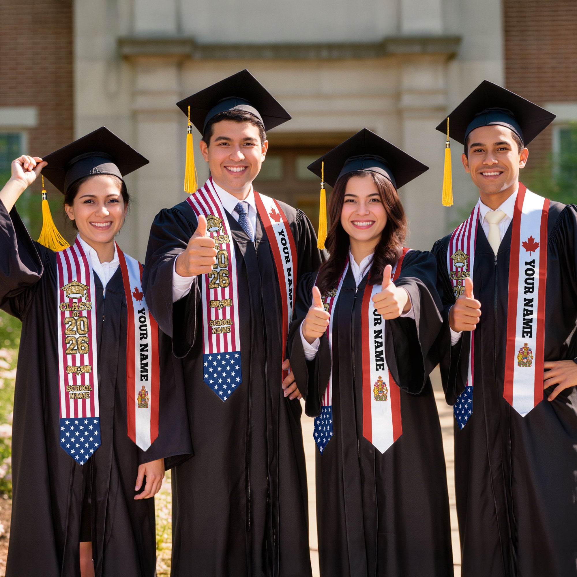 Customized Canada Graduation Stole with Canadian Flag Accent, Graduation Sash 2026, Class of 2026