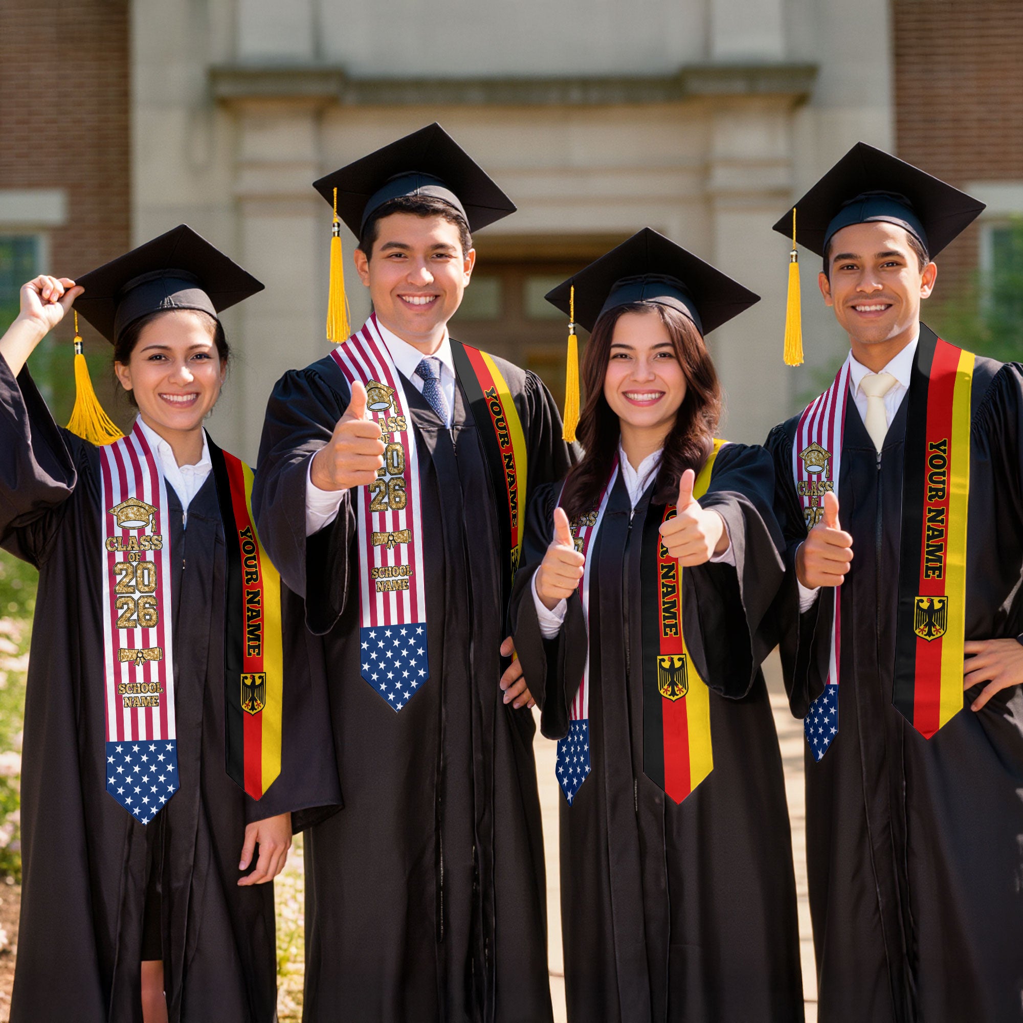 Customized Germany Graduation Stole with German Flag Accent, Graduation Sash 2026, Class of 2026