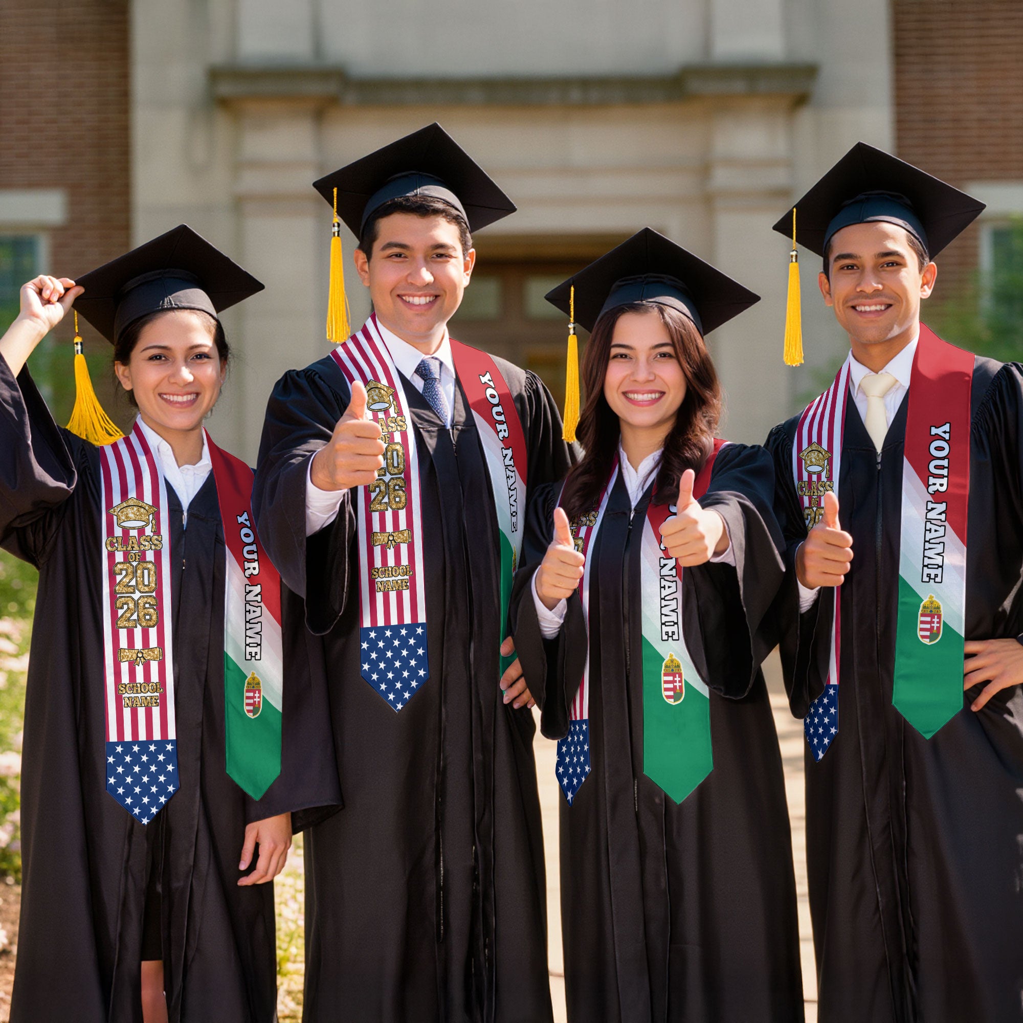 Customized Hungary Graduation Stole with National Flag Accent, Graduation Sash 2026, Class of 2026