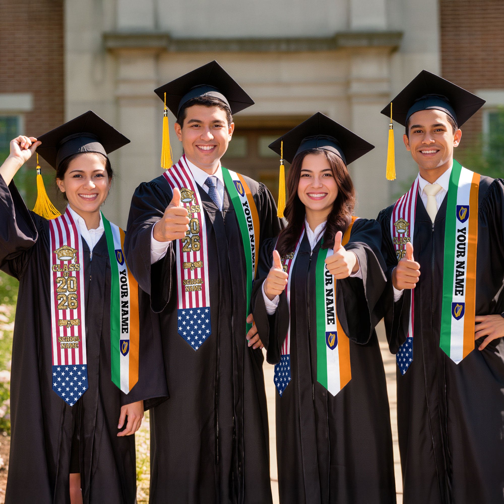 Customized Ireland Graduation Stole with Irish Flag Detail, Graduation Sash 2026, Class of 2026