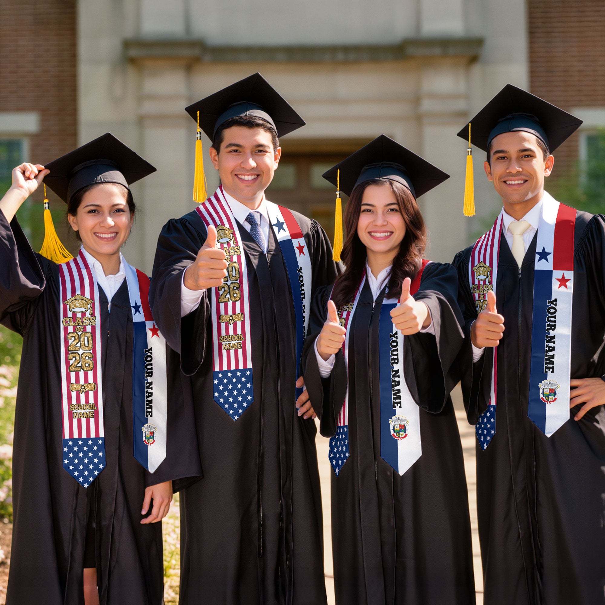 Customized Panama Graduation Stole with Panamanian Flag Detail, Graduation Sash 2026