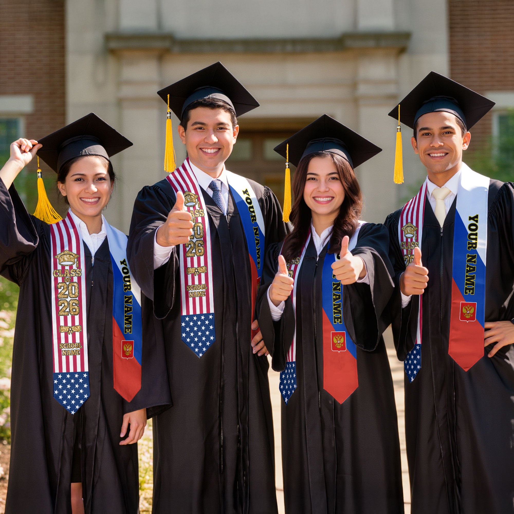 Customized Russia Graduation Stole Featuring National Flag Design, Graduation Sash 2026, Class of 2026