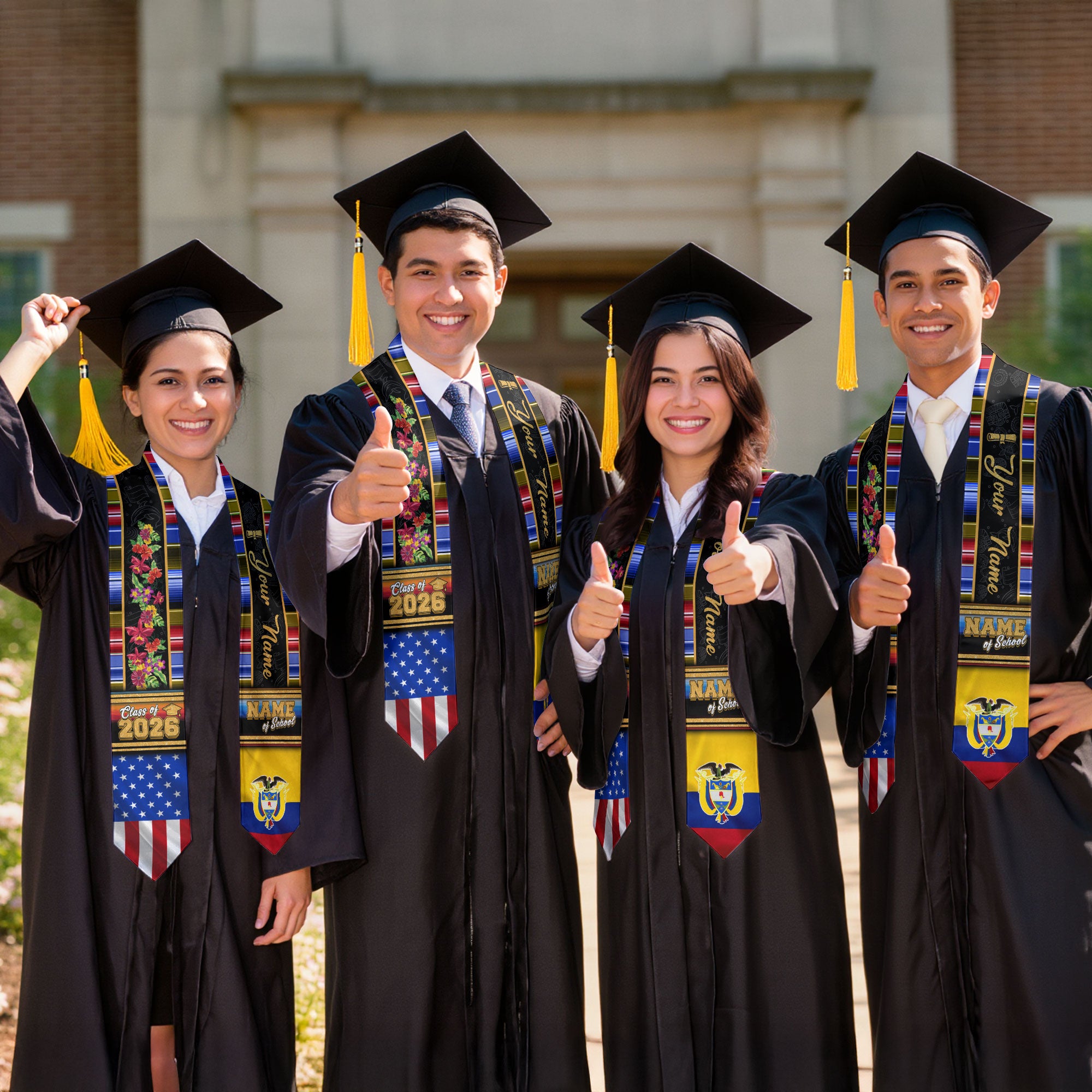 Colombia Graduation Stole 2026, Colombian Flag Sash, Graduation Stole with Custom Accent