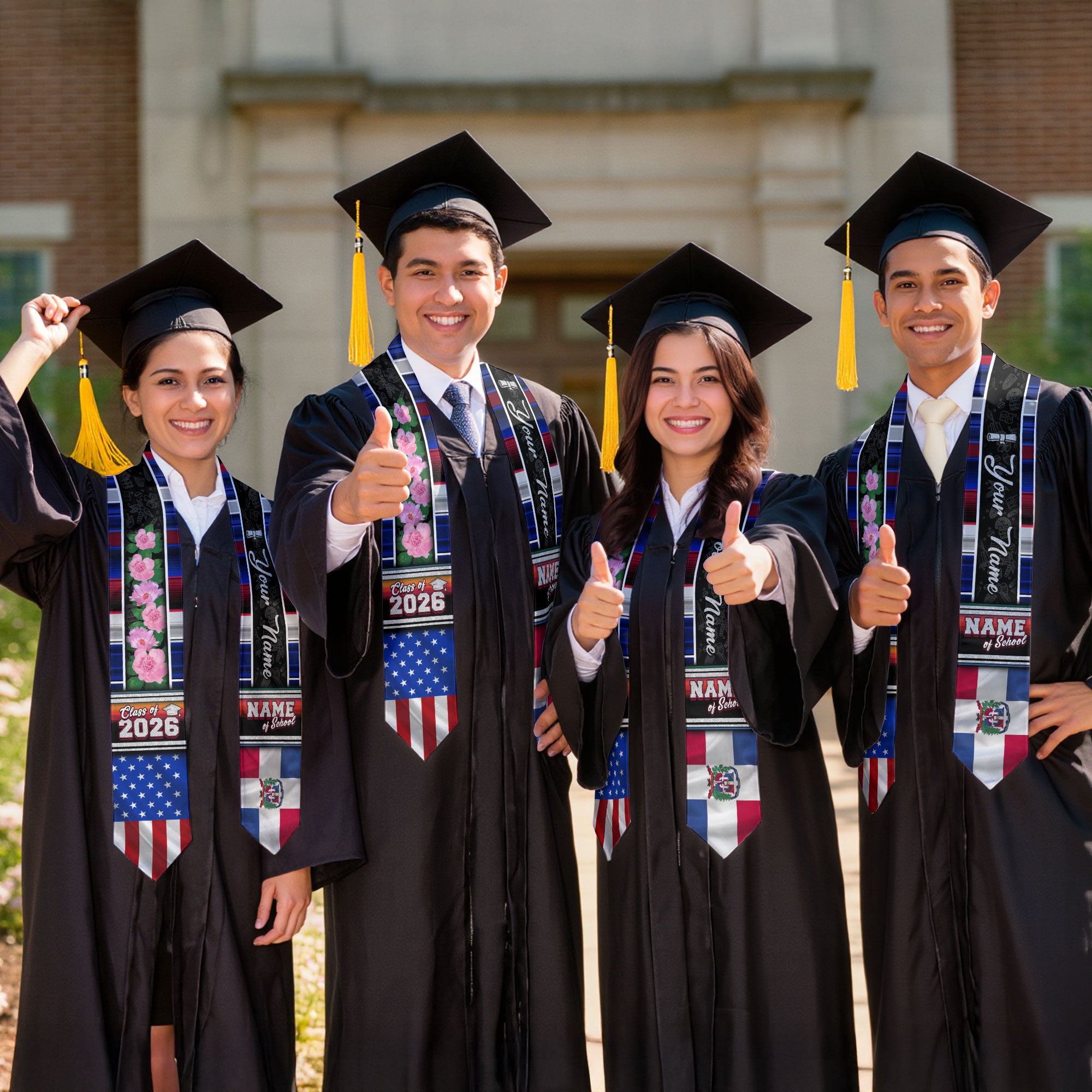 Dominican Graduation Stole 2026, Dominican Flag Sash, Graduation Stole with Custom Accent