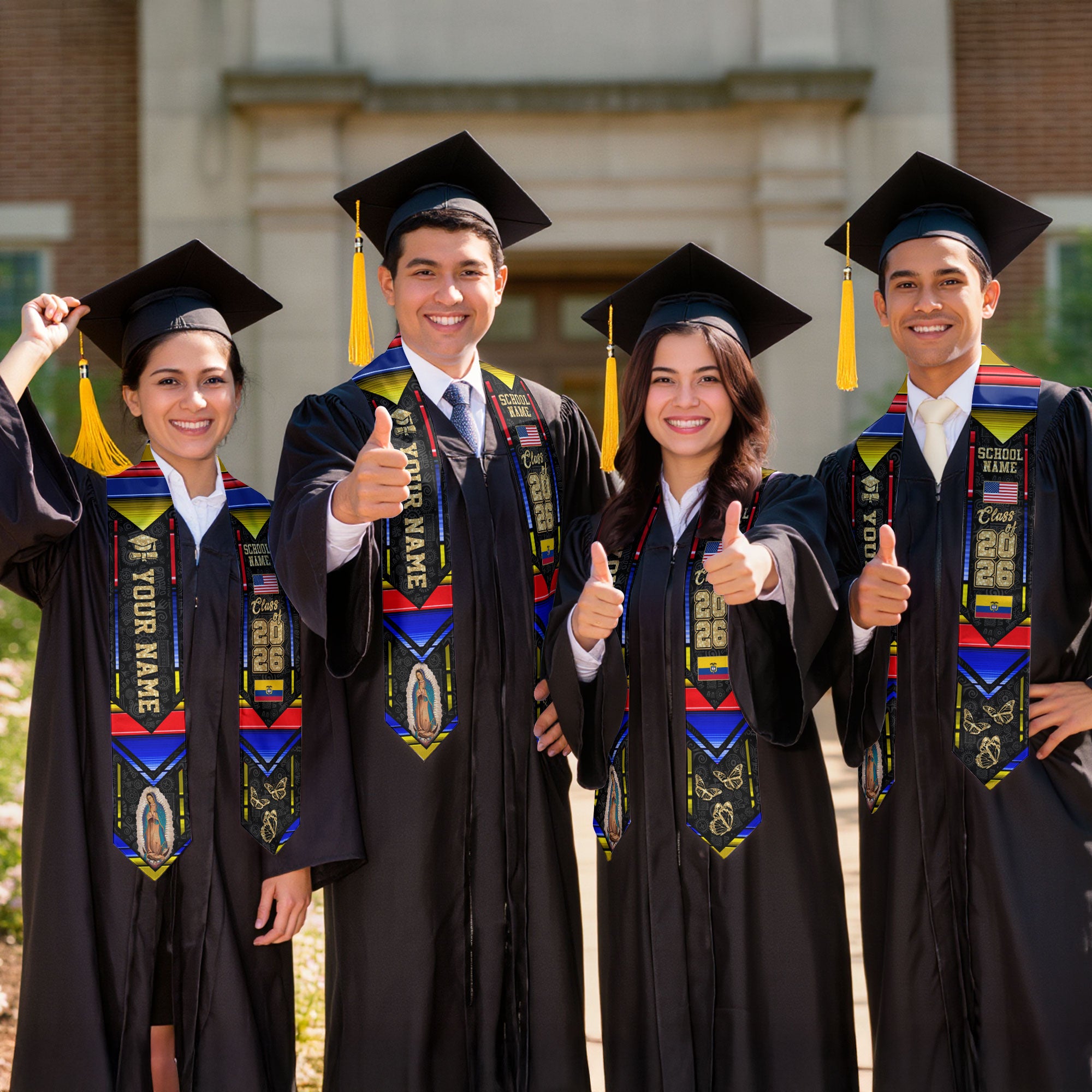 Colombian Flag Graduation Sash 2026, Colombia Graduation Stole, Customizable Detail Stole