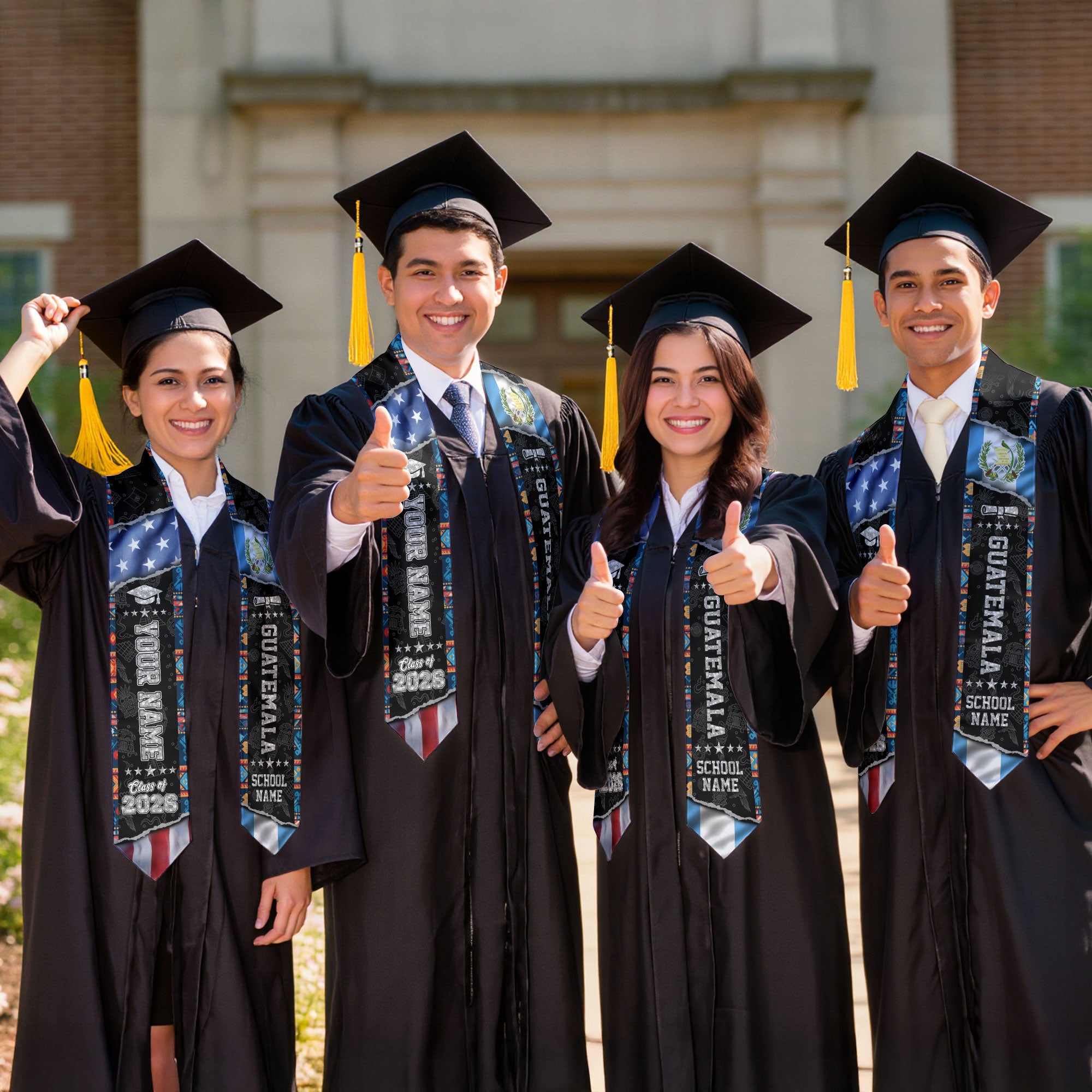 2026 Guatemala Flag Stole, Guatemala Stole, Guatemala Graduation Sash