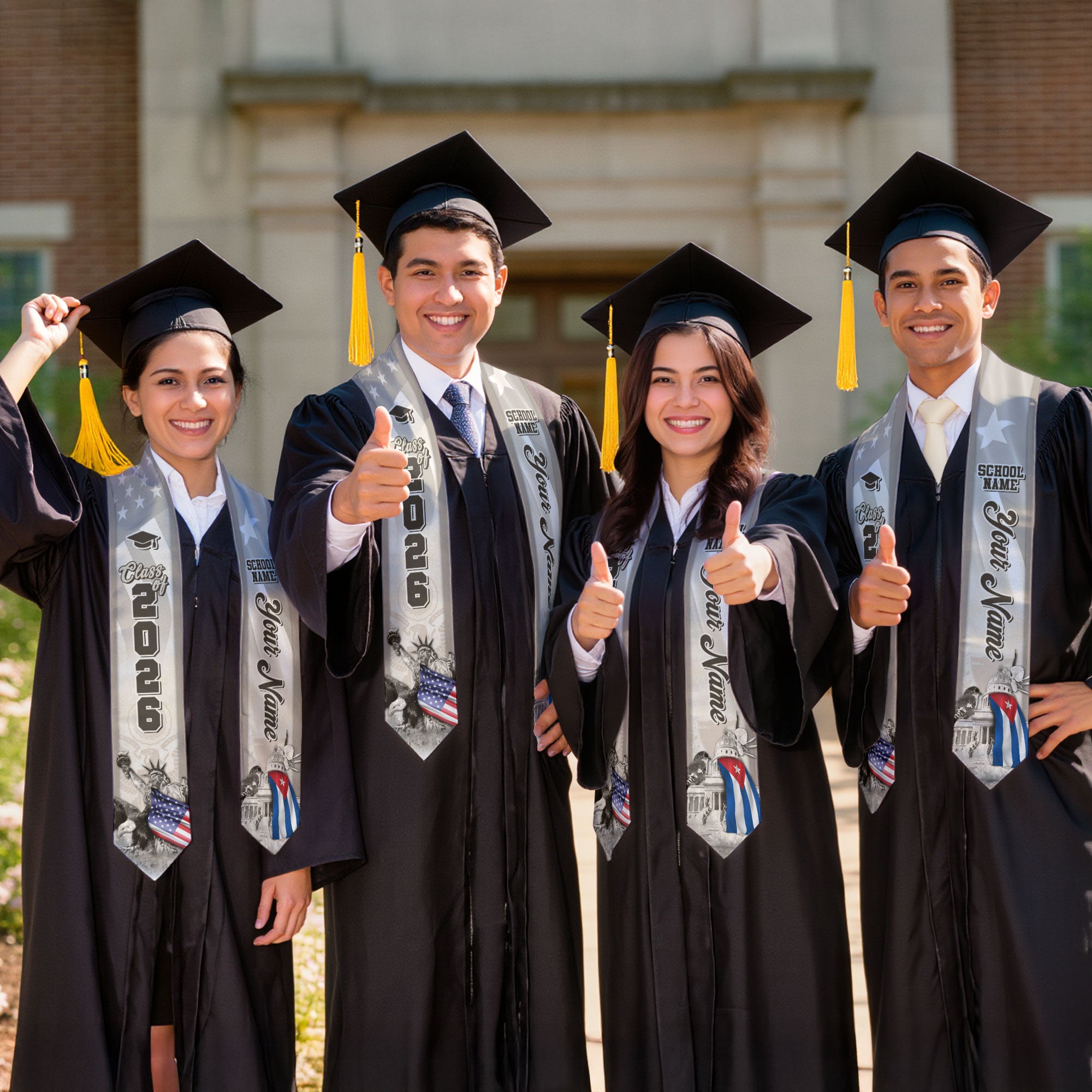 Cuban Flag Graduation Stole 2026, Cuba Stole Sash, Custom Touch for Class of 2026