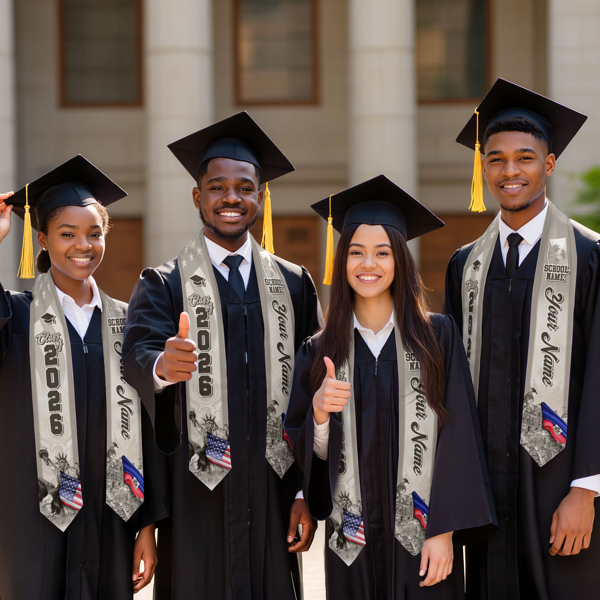 Haitian Flag Graduation Stole 2026, Haiti Stole Sash, Custom Touch for Class of 2026