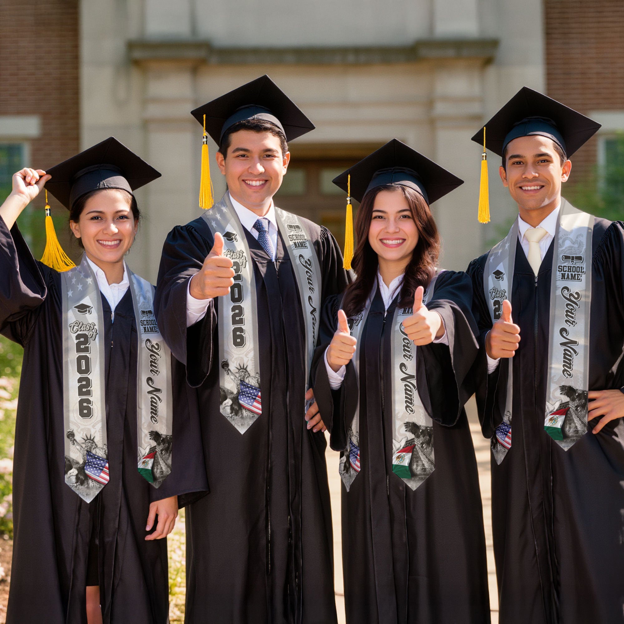 Mexican Flag Graduation Stole 2026, Mexico Stole Sash, Custom Touch for Class of 2026