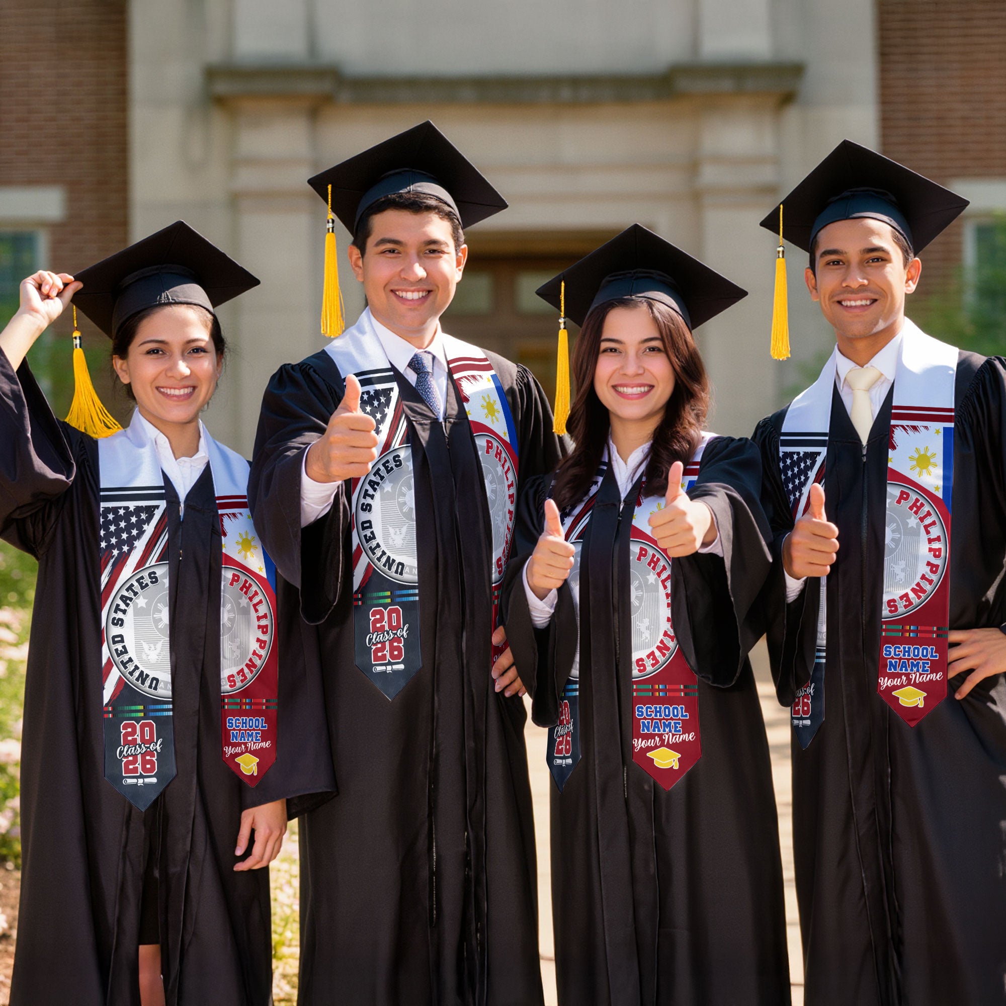 Philippines Flag Graduation Stole 2026, Filipino Grad Sash, Graduation Stole Custom Details