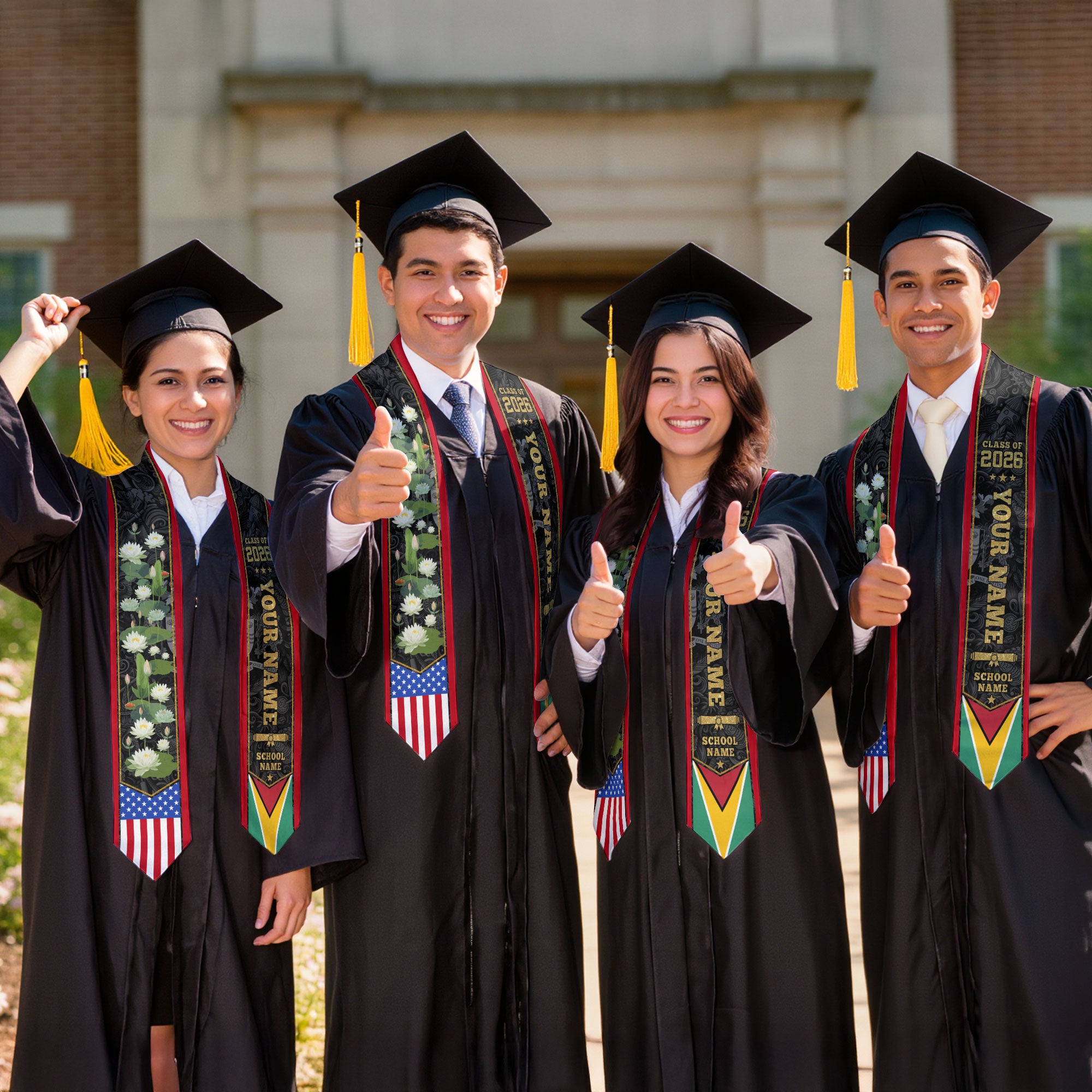 Guyana Graduation Stole 2026, Guyanese Flag Graduation Sash, Custom Grad Stole 2026