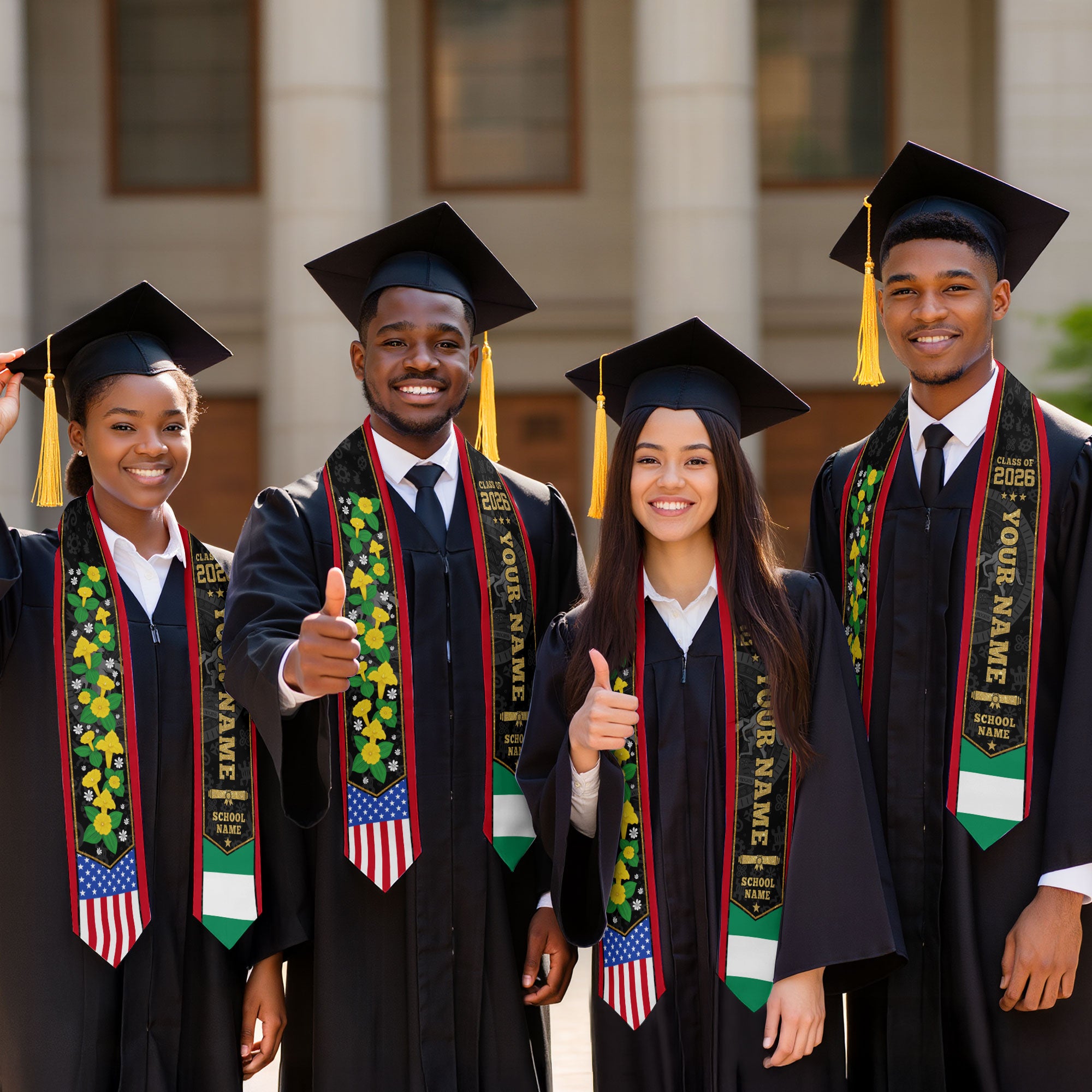 Nigeria Graduation Stole 2026, Nigerian Flag Sash, Graduation Stole with Custom Accent