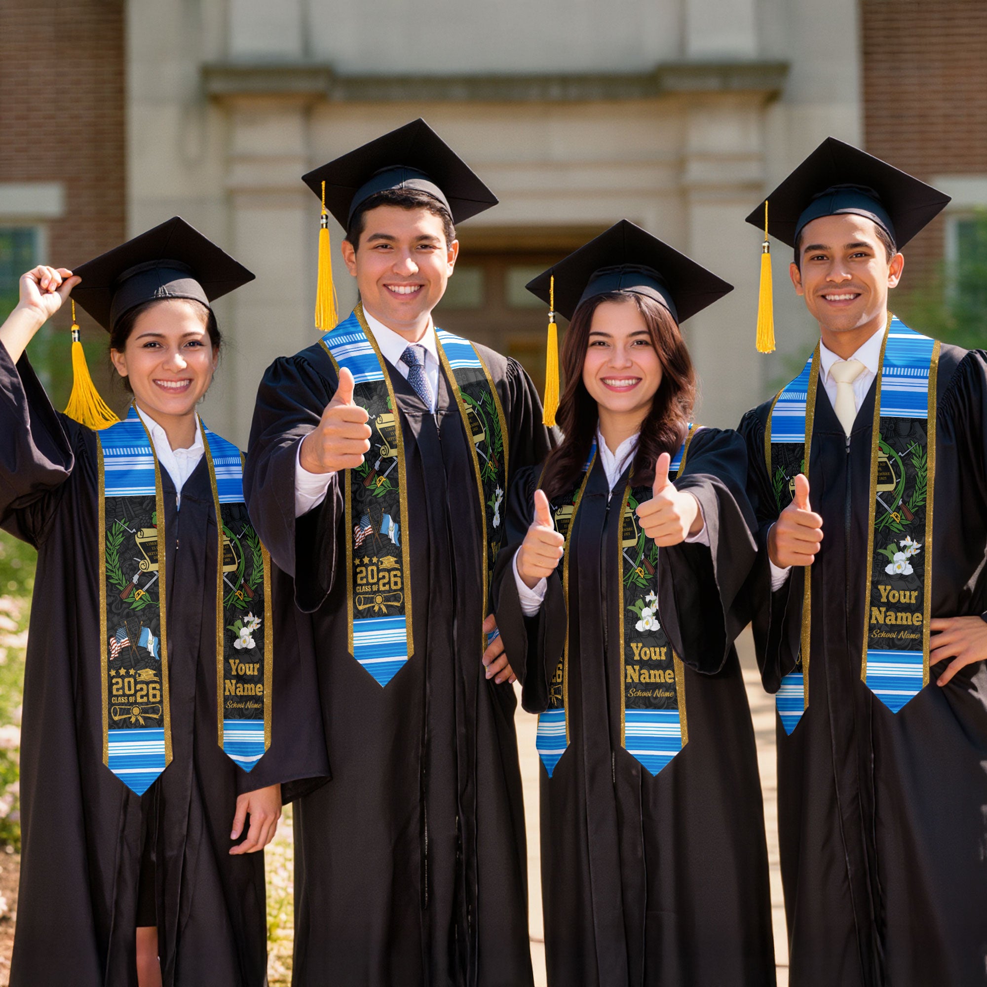 Customized Guatemala Graduation Stole 2026, Guatemalan Flag Sash, Unique Custom Graduation Design