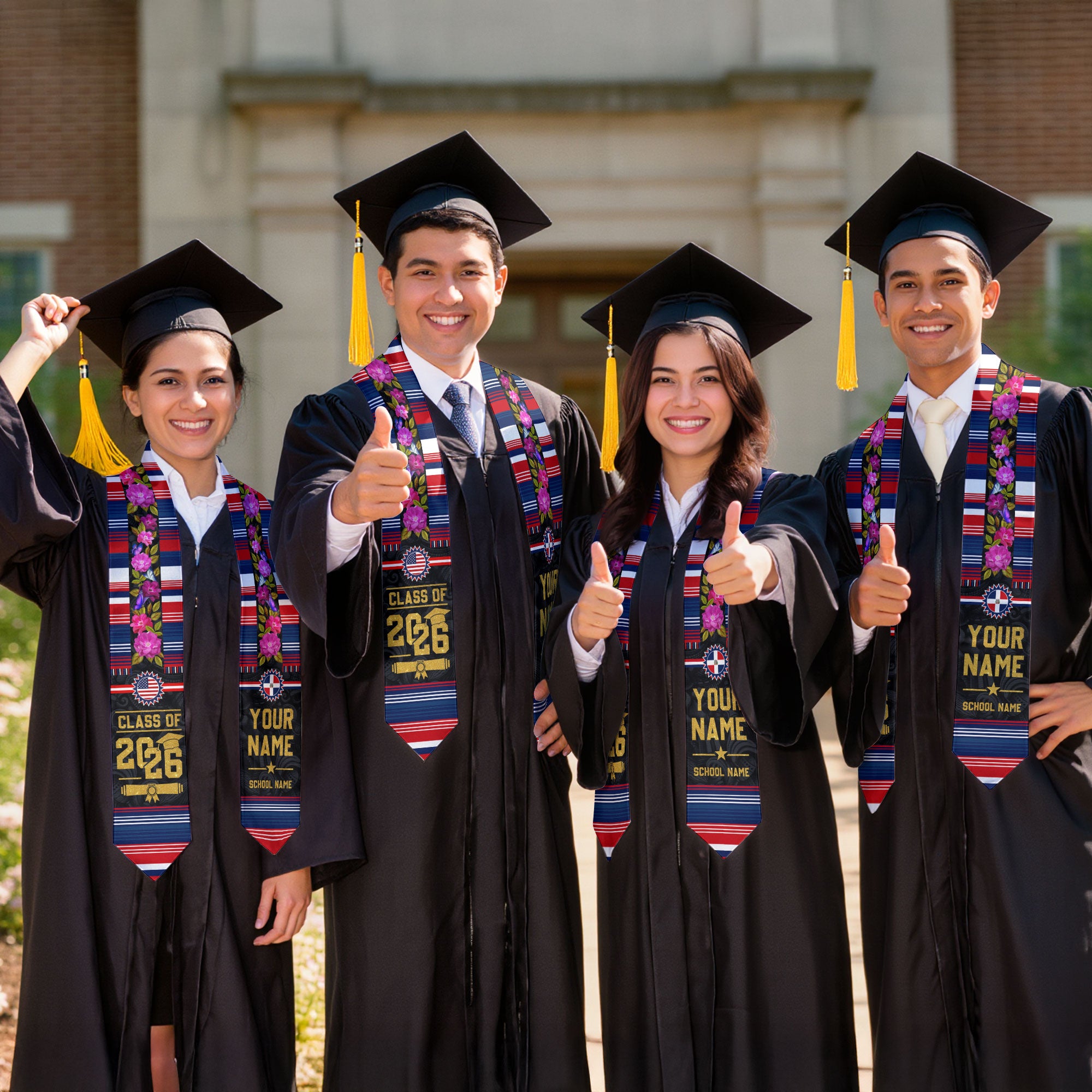 Dominican Stole 2026, Dominican Graduation Sash, Dominican Flag Stole for Graduates