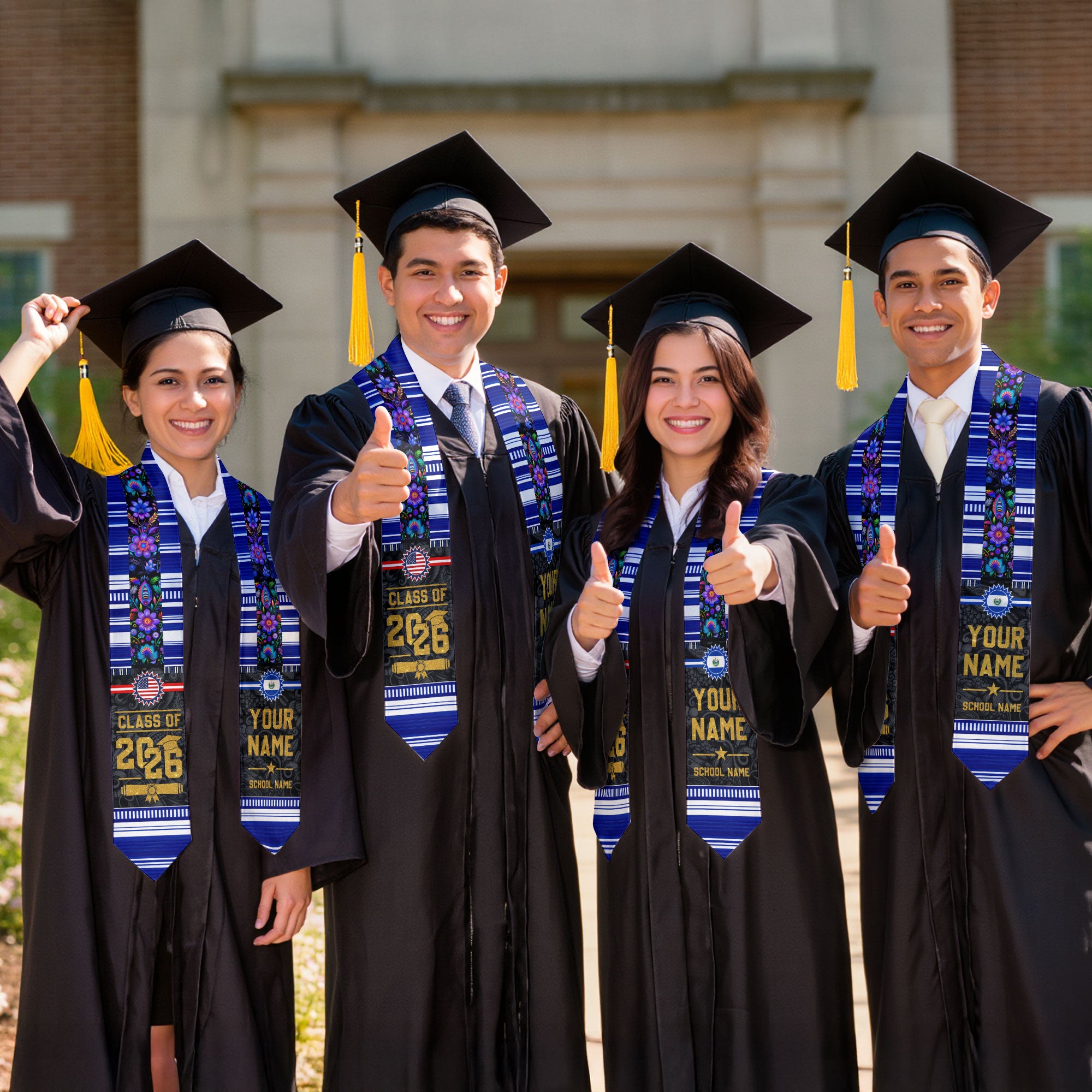 Class of 2026 El Salvador Graduation Sash, Salvadoran Flag Stole, Graduation Stole