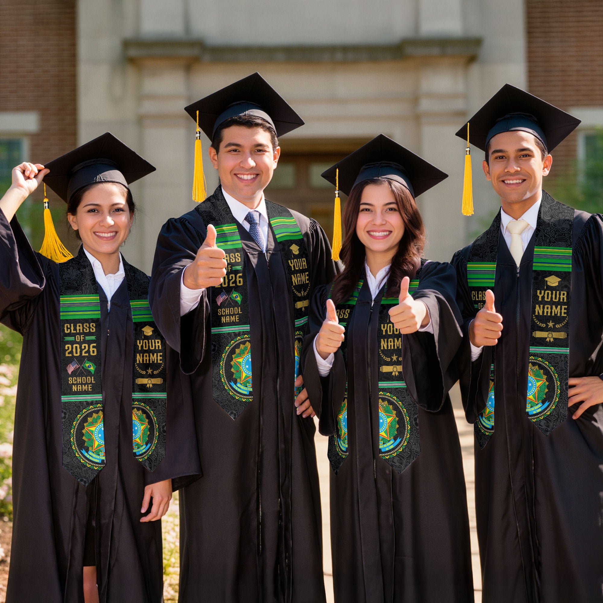 Custom Brazil Graduation Sash 2026, Brazilian Flag Stole, Brazil Graduation Stole 2026