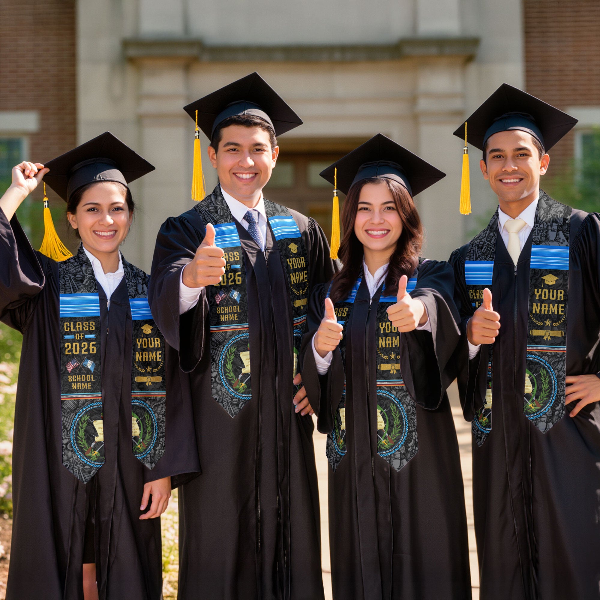 Customized Guatemalan Flag Graduation Sash 2026, Guatemala Graduation Stole, Custom Academic Style