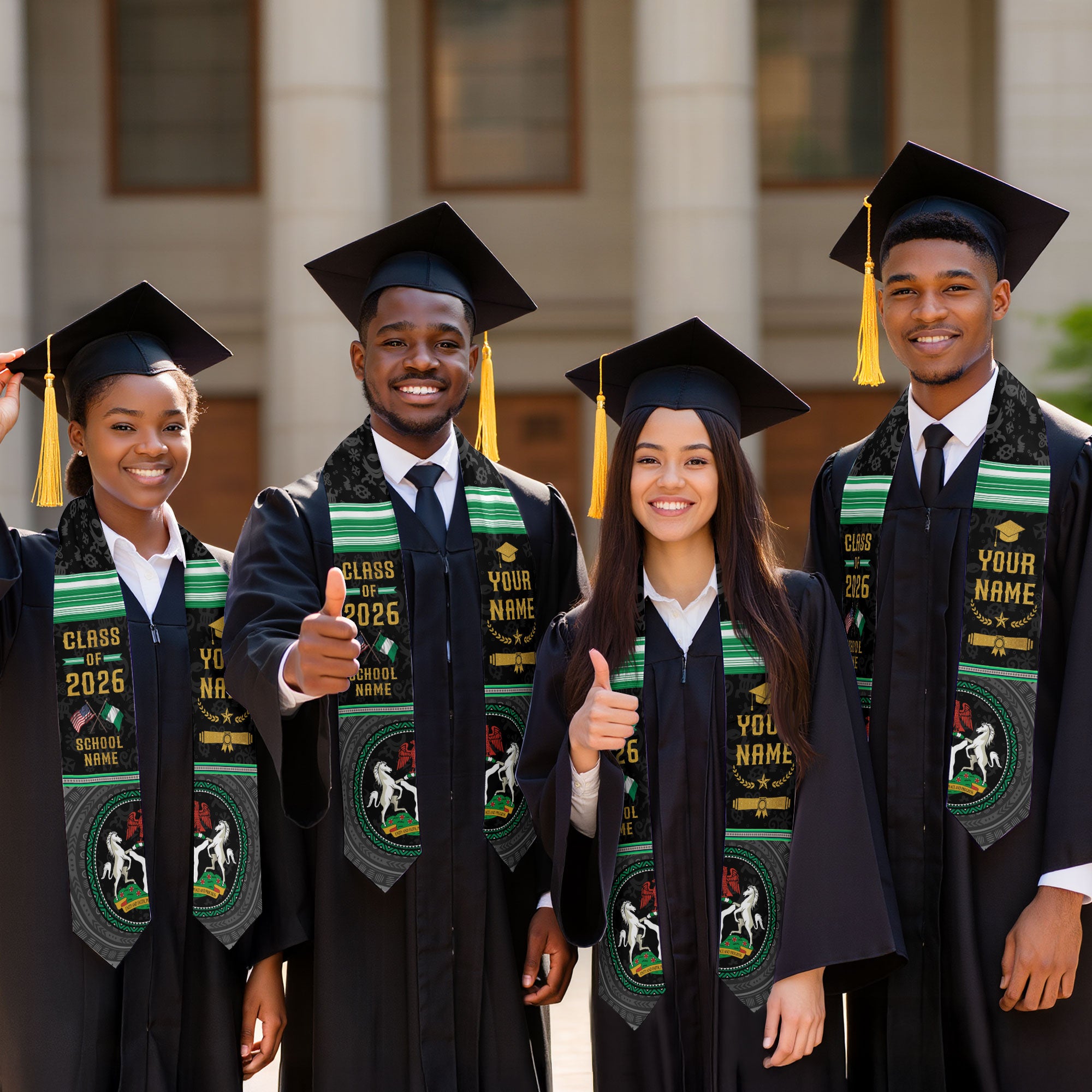 Nigerian Graduation Stole 2026, Nigeria Flag Sash, Graduation Stole with Custom Details