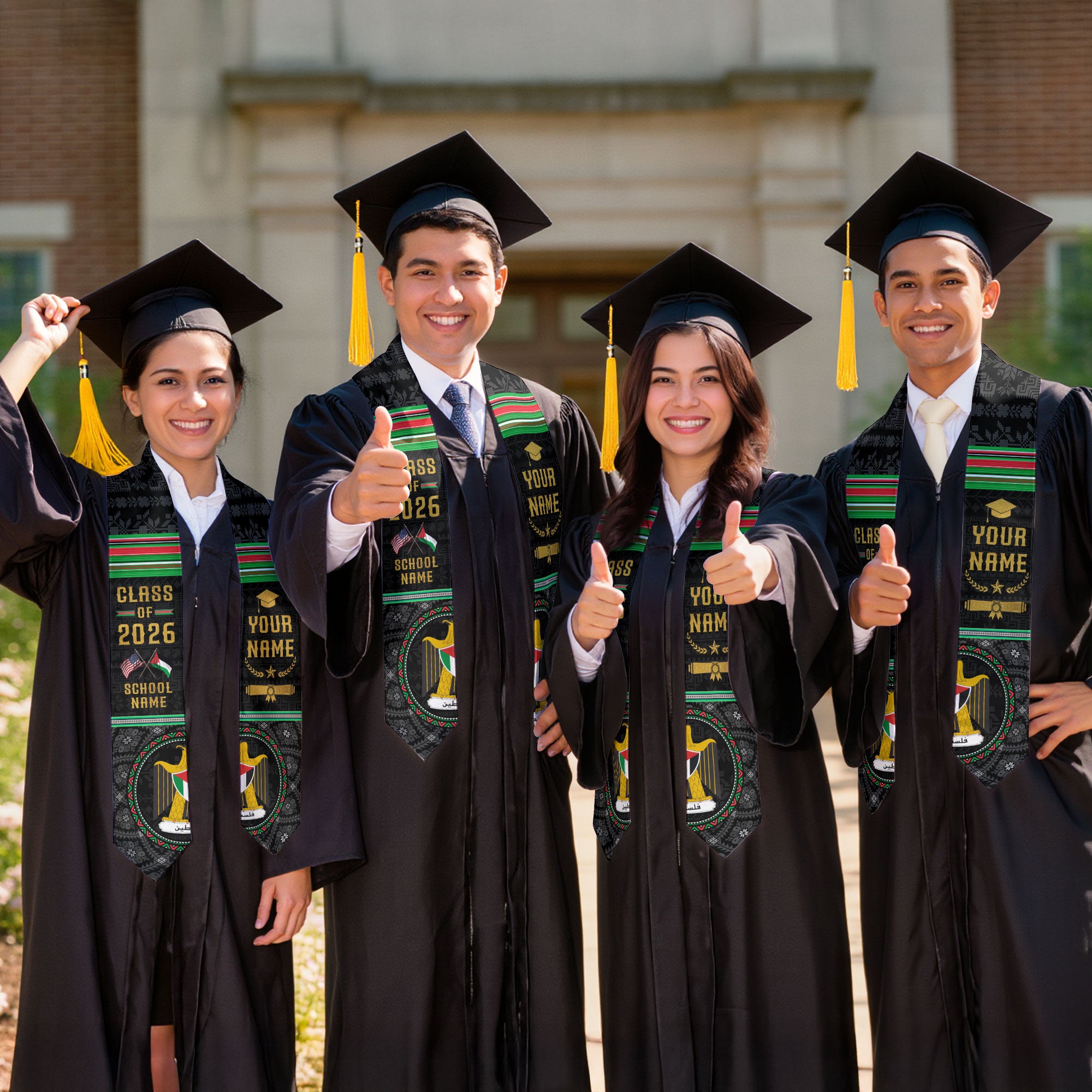 Palestinian Graduation Stole 2026, Palestine Flag Sash, Graduation Stole with Custom Details