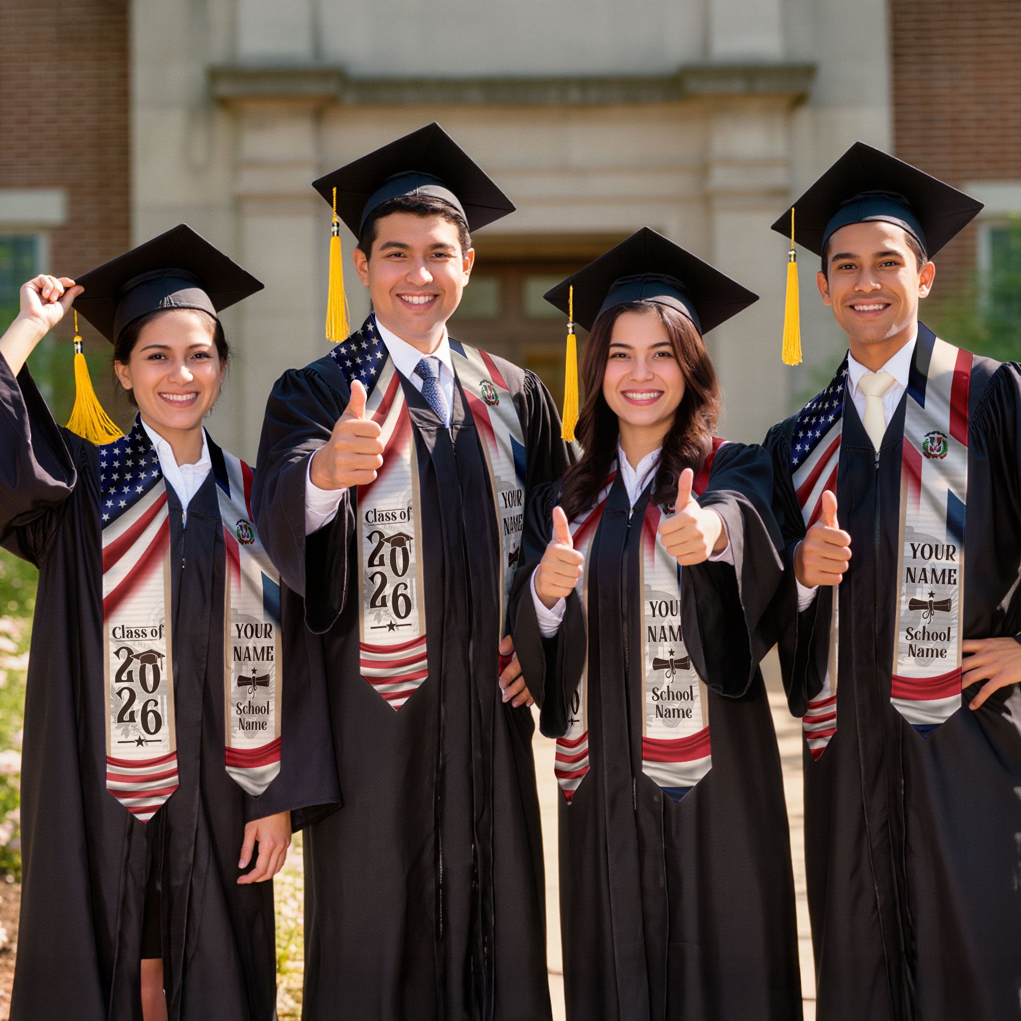 2026 Dominican Graduation Sash, Dominican Stole for Graduation, Flag Dominican Stole