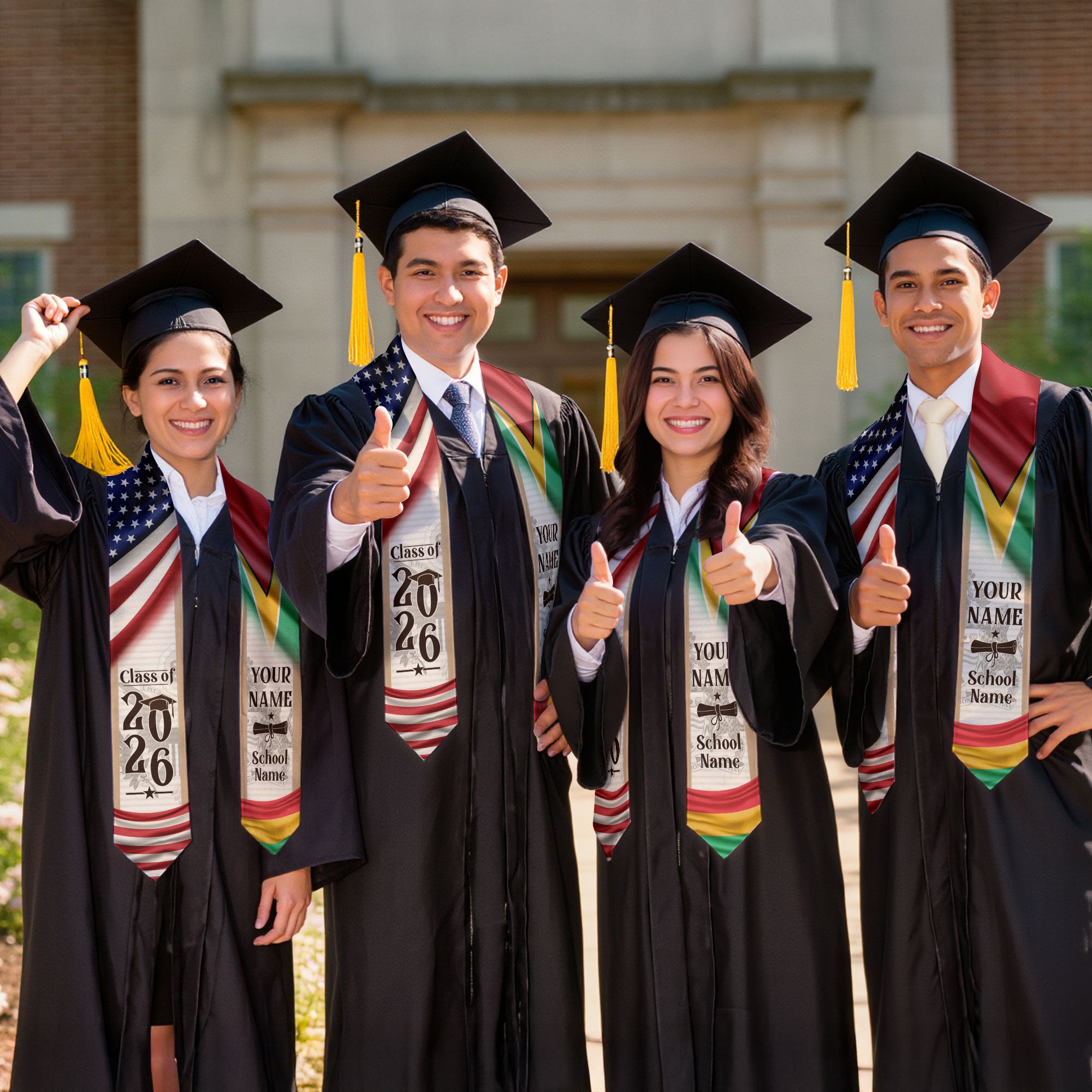 Guyanese Graduation Stole 2026, Guyana Flag Sash, Custom Graduation Sash for Graduates