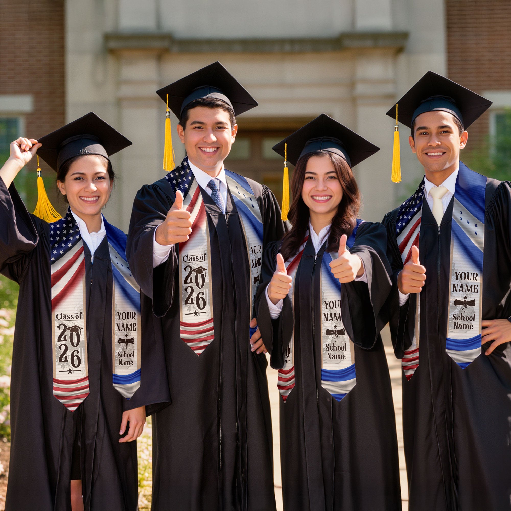 Graduation Stole Honduras Flag 2026, Honduran Sash for Graduates, Honduras Stole