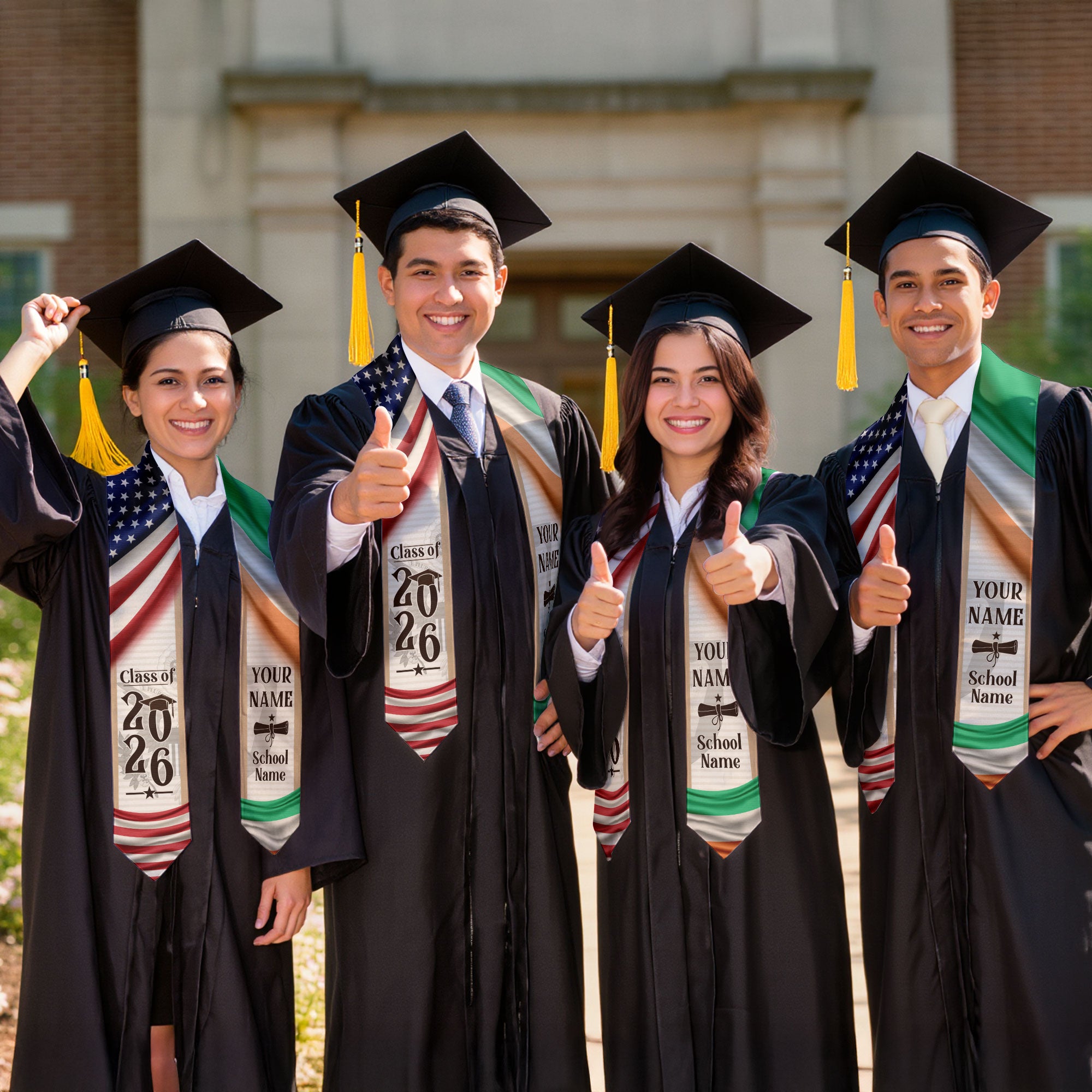 Irish Graduation Stole 2026, Ireland Flag Sash, Custom Graduation Sash for Graduates