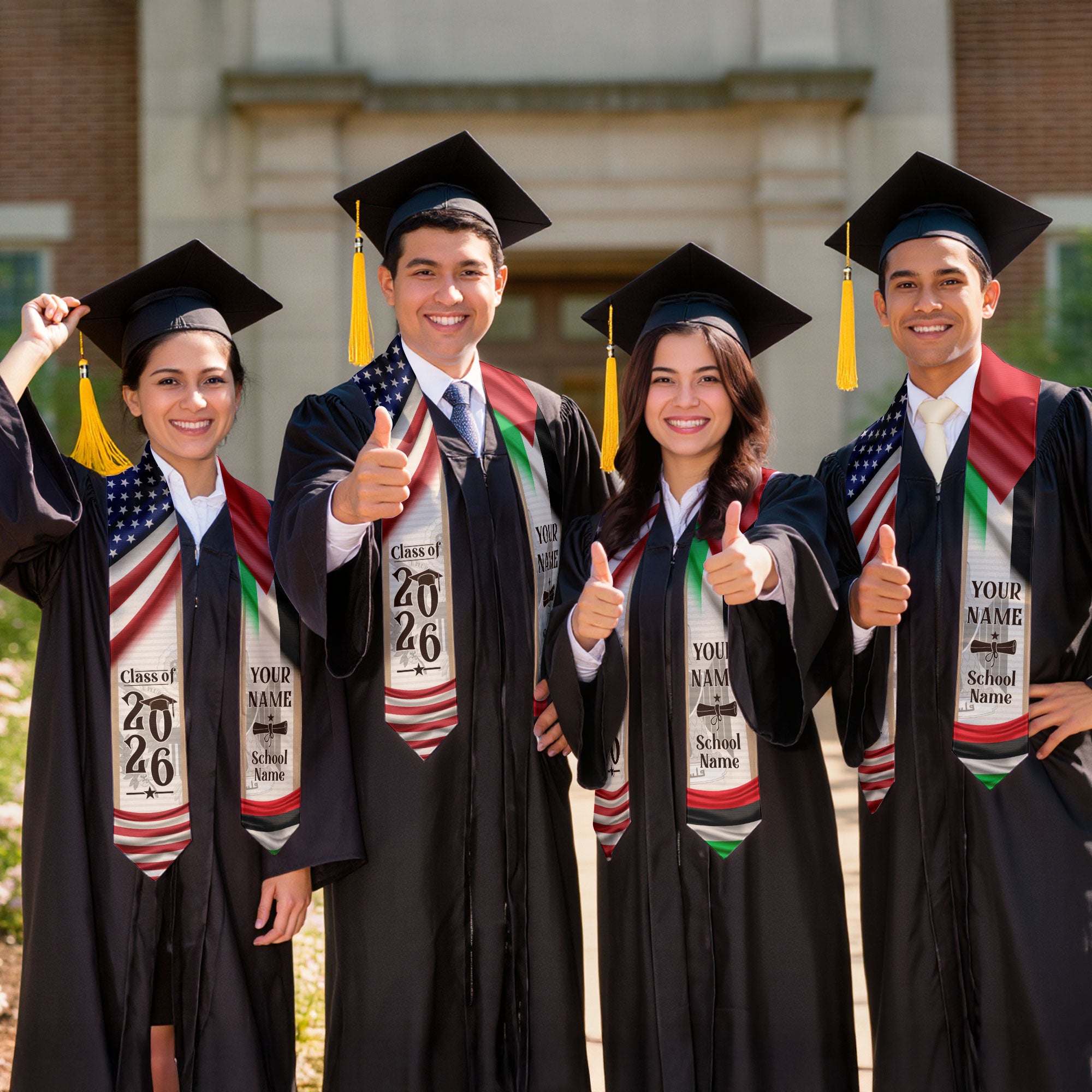 Palestine Graduation Sash 2026, Palestinian Flag Graduation Stole, Custom Accent for Grads