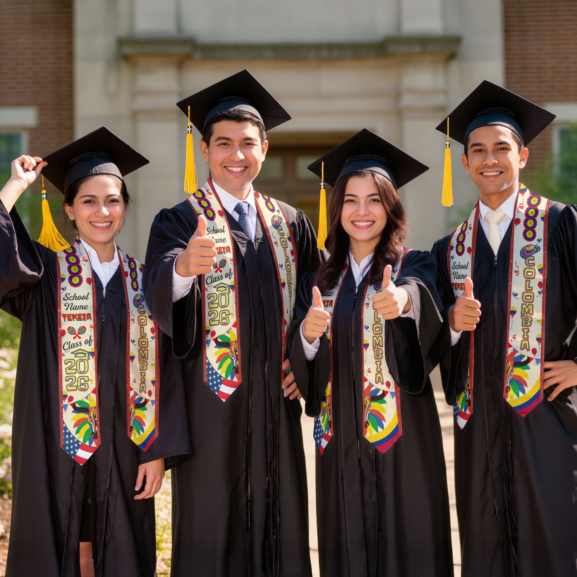 Colombia Flag Graduation Stole 2026, Colombian Grad Sash, Custom Option Class of 2026