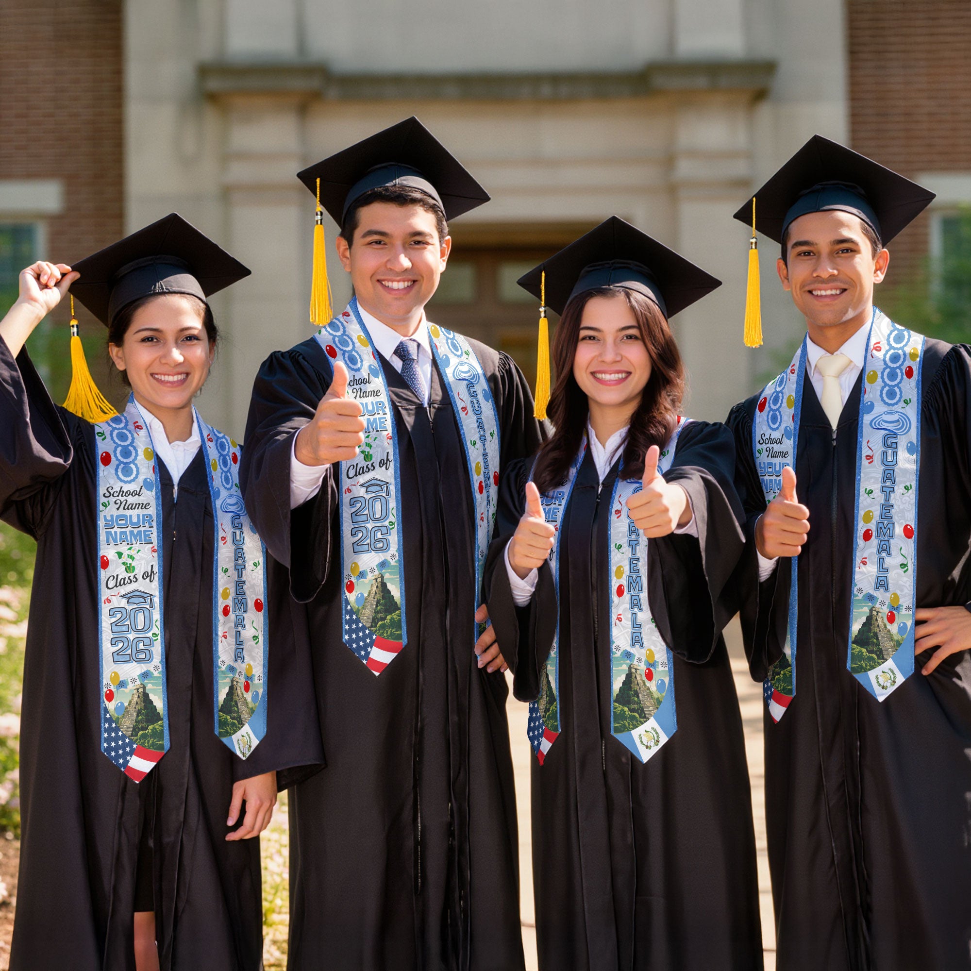 Customized Graduation Stole Guatemala, Guatemala Flag Graduation Sash, Custom Stole for Graduation 2026