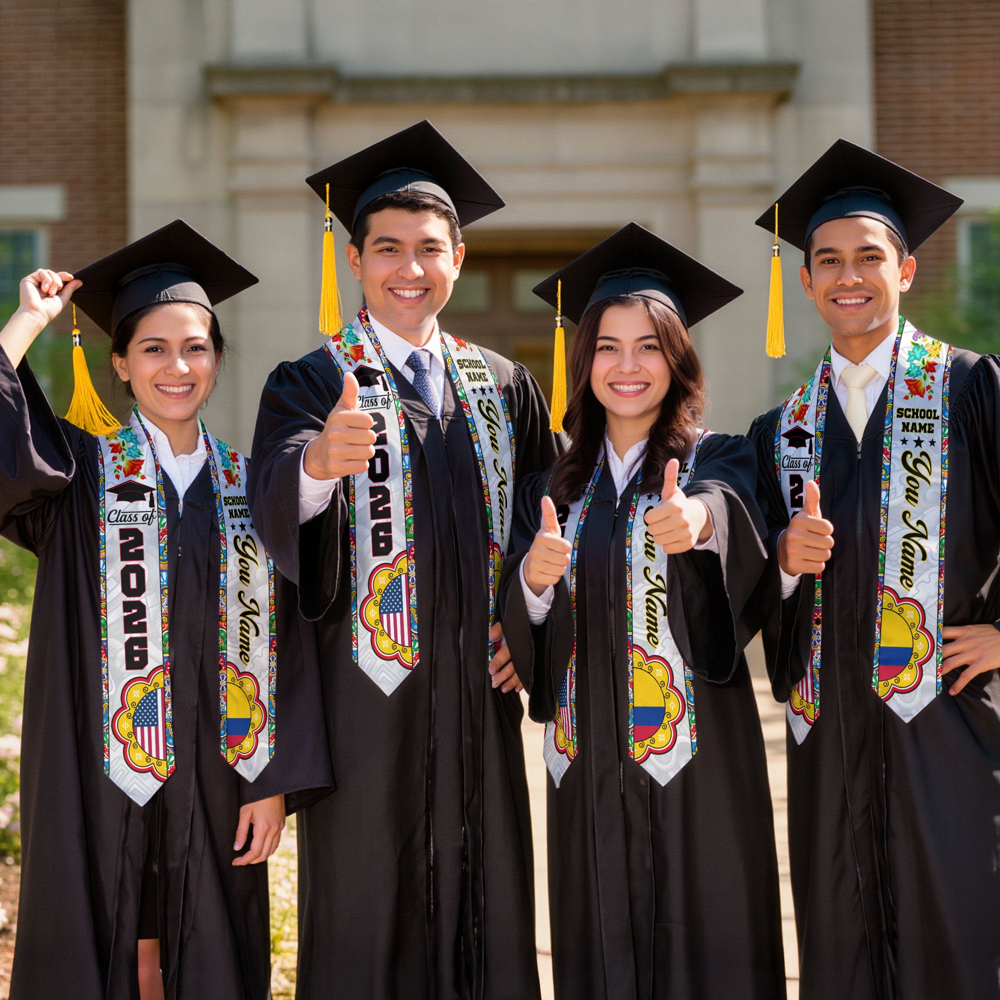 Colombian Graduation Stole 2026, Colombia Flag Sash, Graduation Stole with Custom Details
