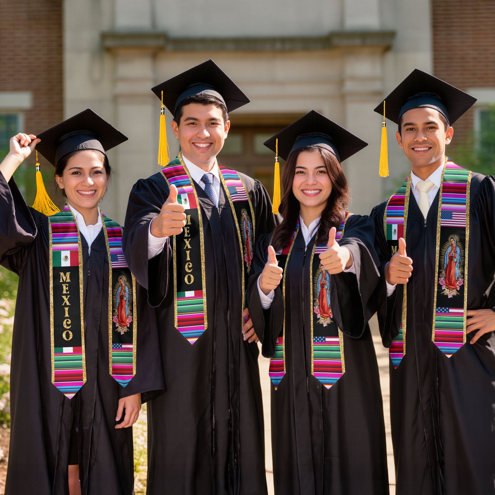 Mexico Graduation Stole 2026, Mexican Flag Sash, Classic Ceremony Stole for Graduates