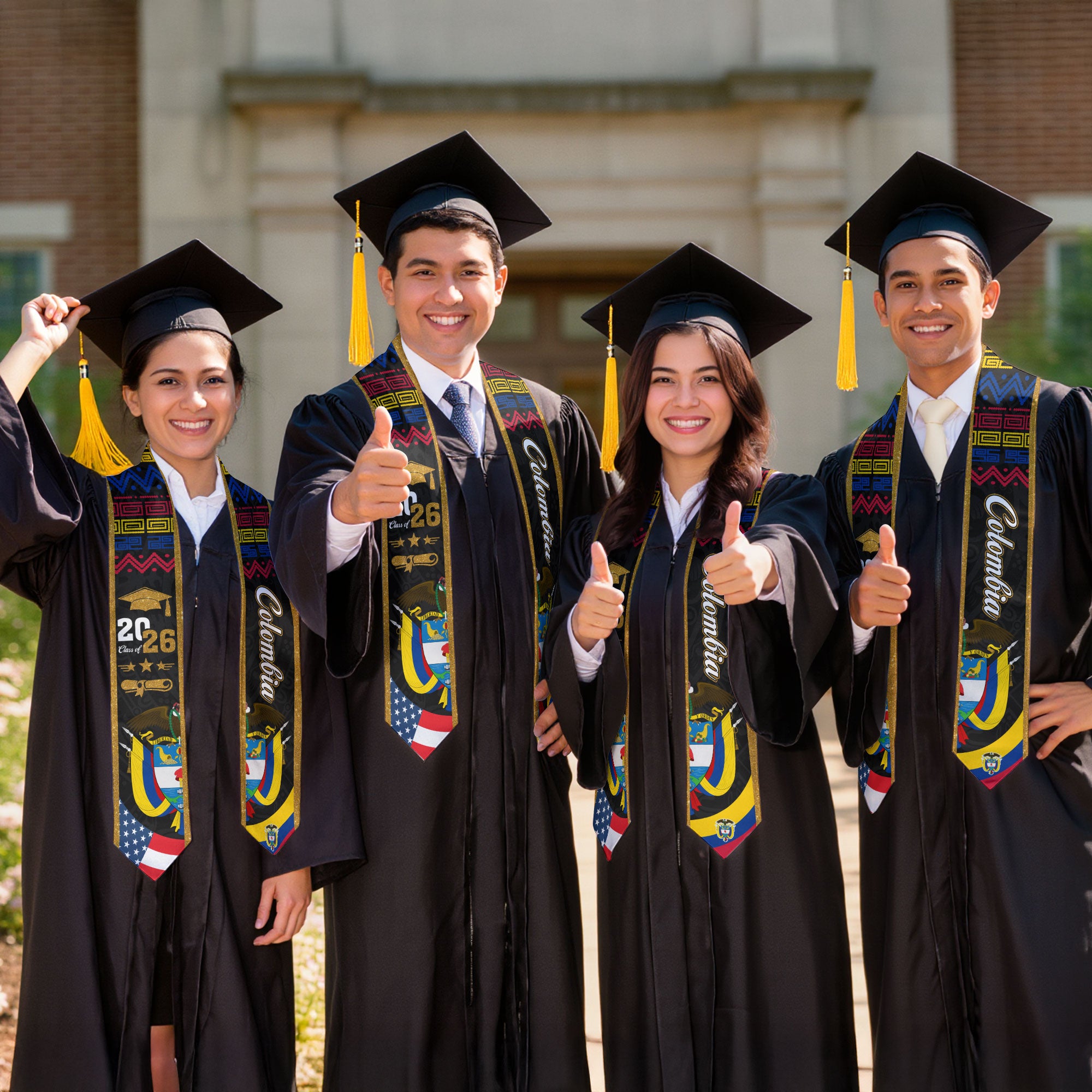 Colombia Flag Graduation Sash 2026, Classic Graduation Stole for Academic Ceremony Class of 2026