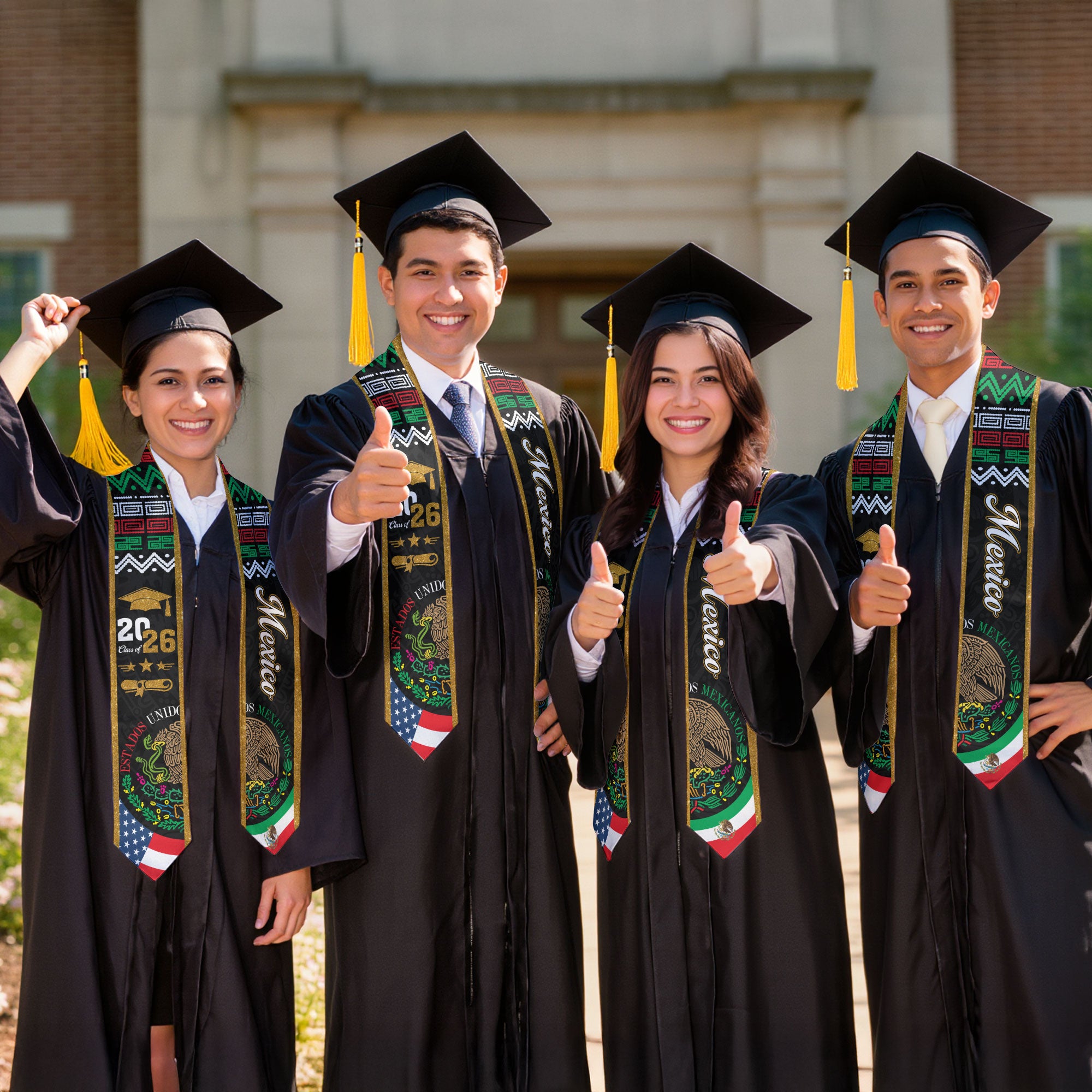 2026 Mexican Flag Stole, Mexico Graduation Sash for Graduates, Traditional Graduation Wear
