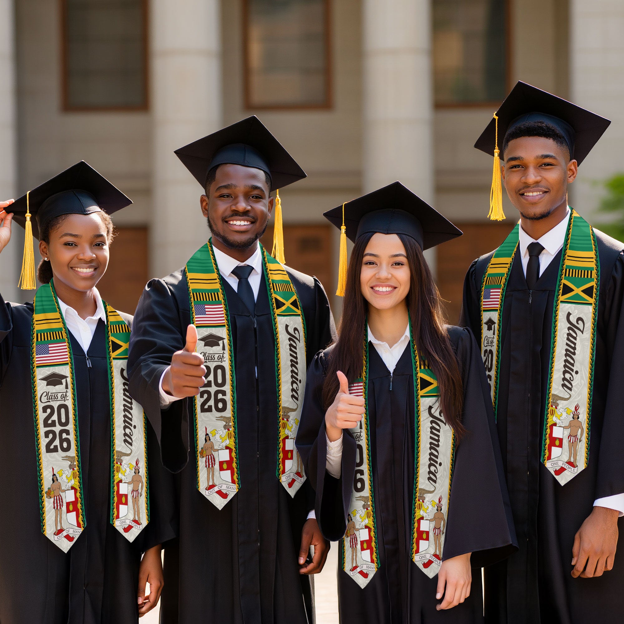 Jamaica Graduation Stole, Jamaican Flag Stole, Graduation Sash 2026, Class of 2026