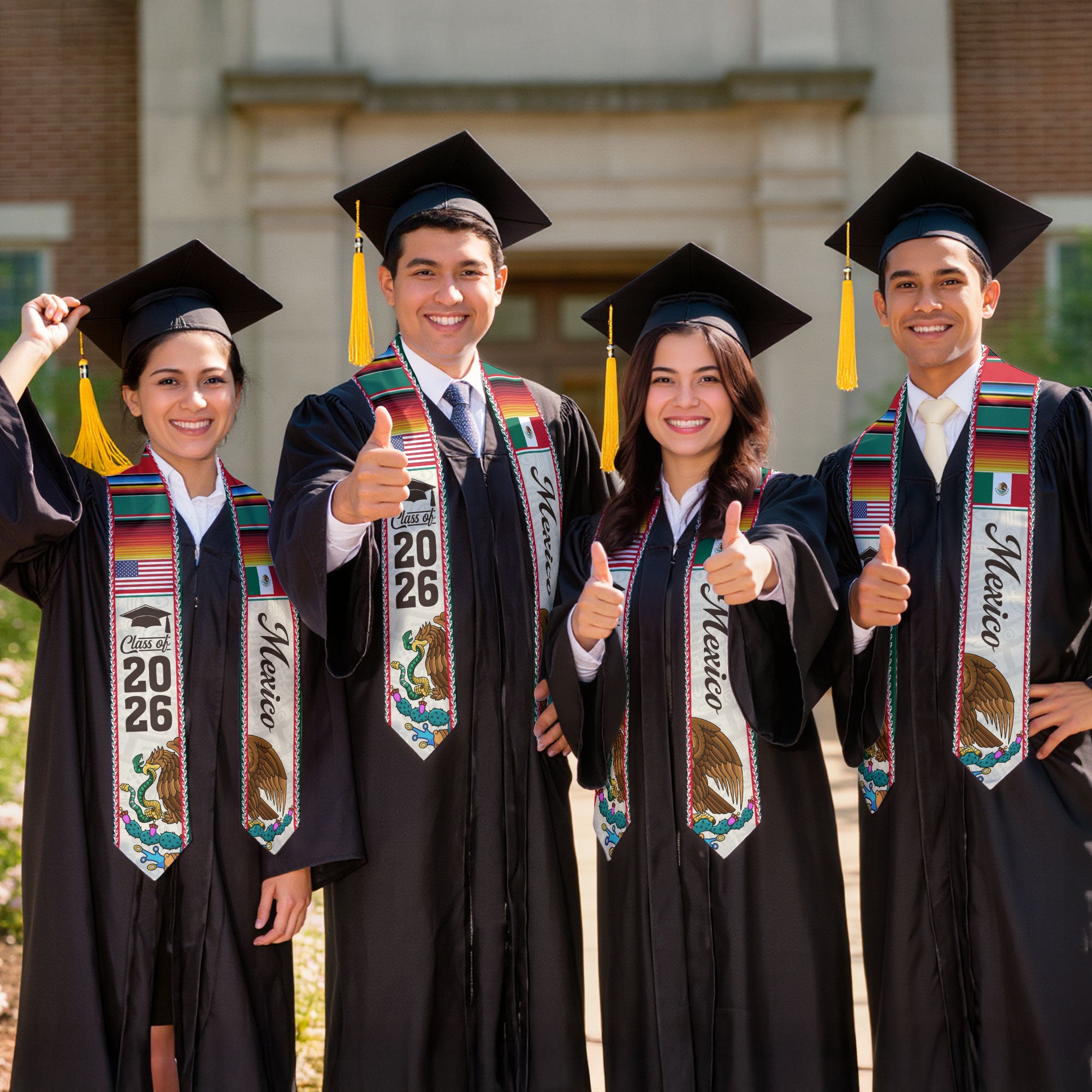 Mexico Graduation Stole 2026, Mexico Flag Sash, Classic Graduation Stole for Class 2026