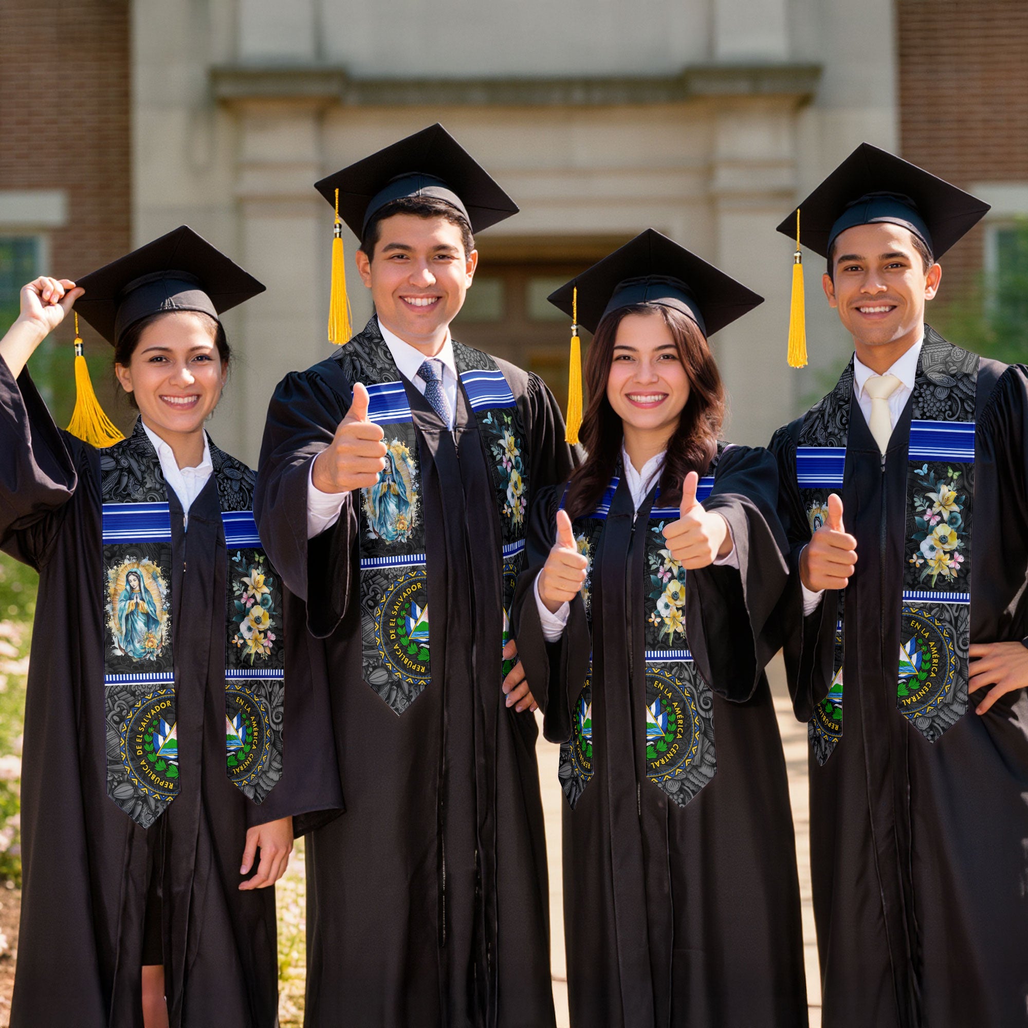 El Salvador Graduation Stole 2026, Salvadoran Flag Sash, Grad Stole for Graduates