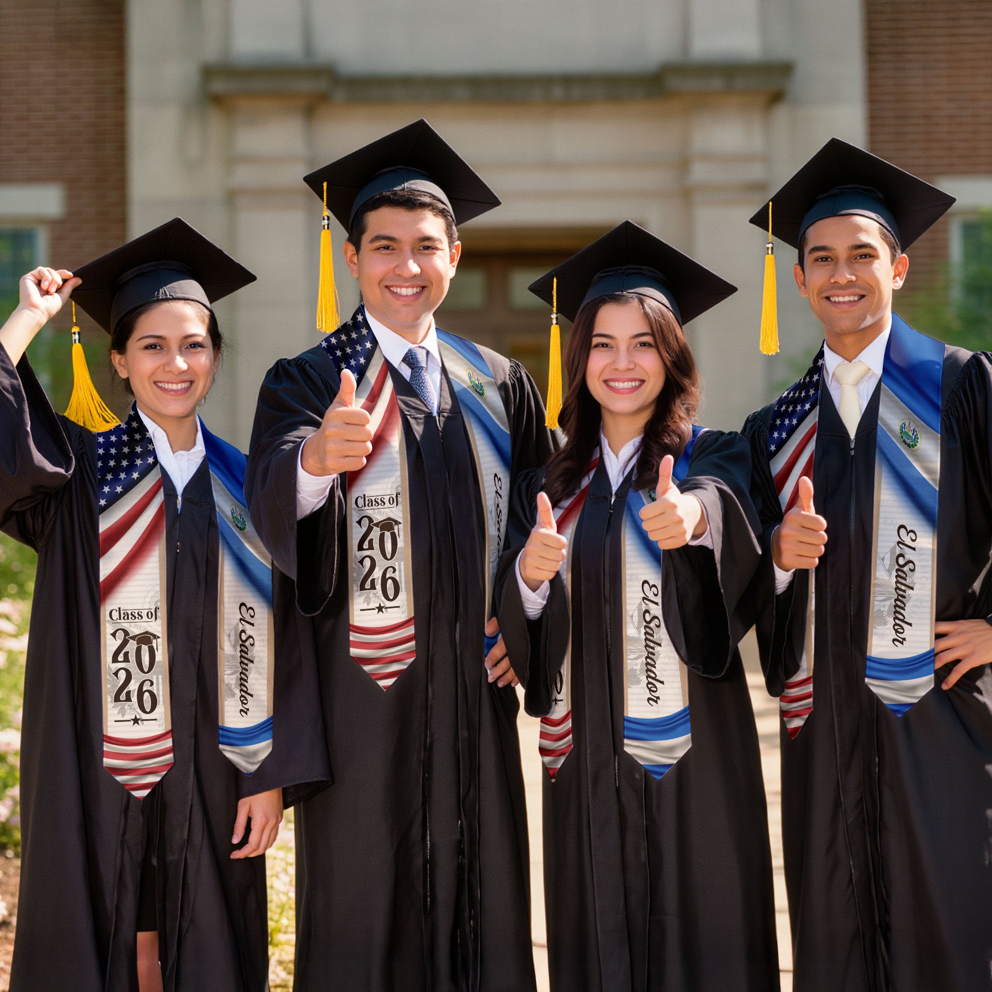 Salvadoran Graduation Stole 2026, El Salvador Flag Sash, Grad Sash Class of 2026