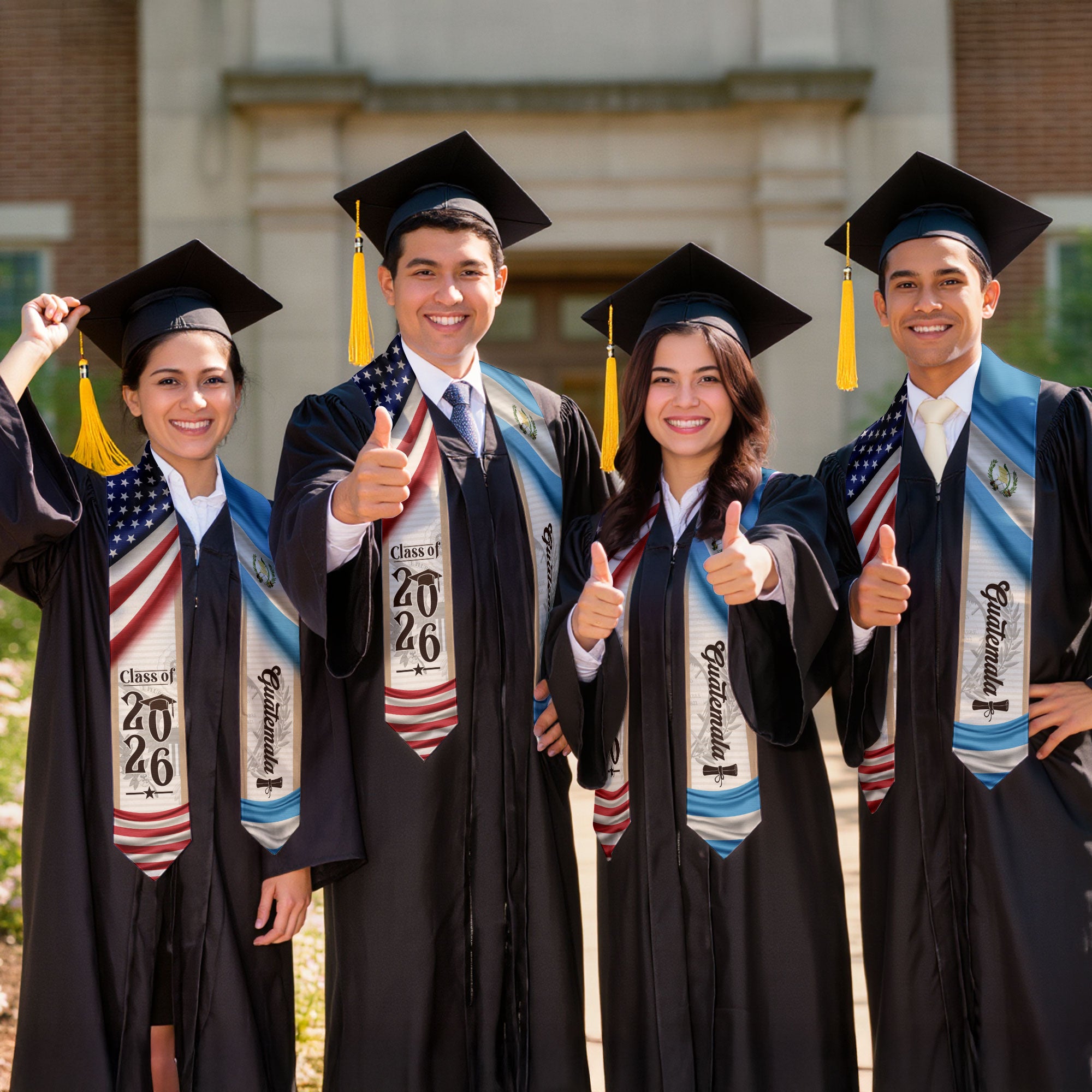 Guatemala Flag Graduation Stole 2026, Guatemalan Graduation Sash for Students Class of 2026